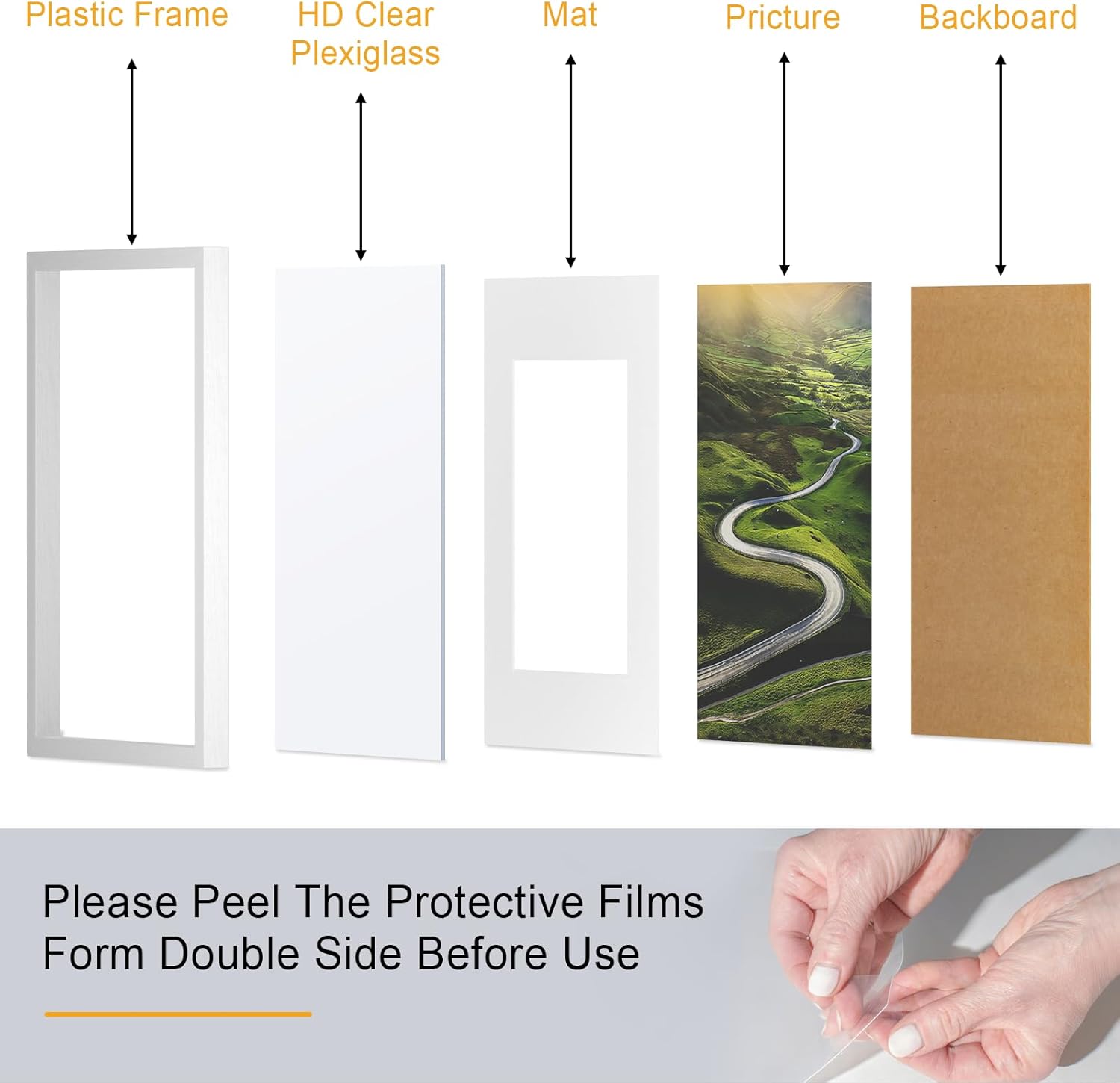 Detalle de FamiPrts 4-Pack A3 Picture Frame – Wooden White, Dual Orientation with Wall Hooks