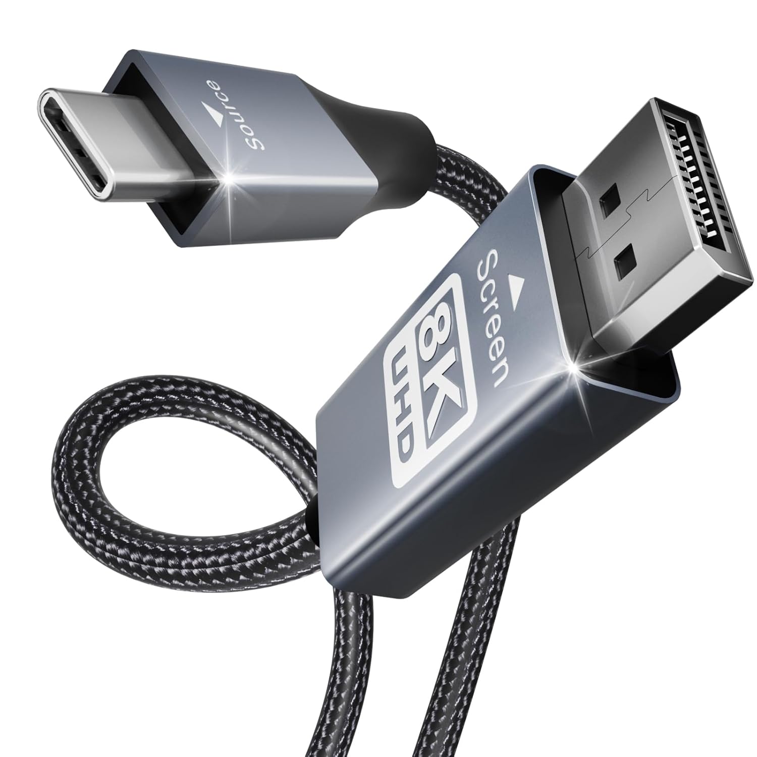 Detalle de BENFEI USB-C to DisplayPort Cable (4K@60Hz) – 1.8m, Gold-Plated, Aluminium Shell