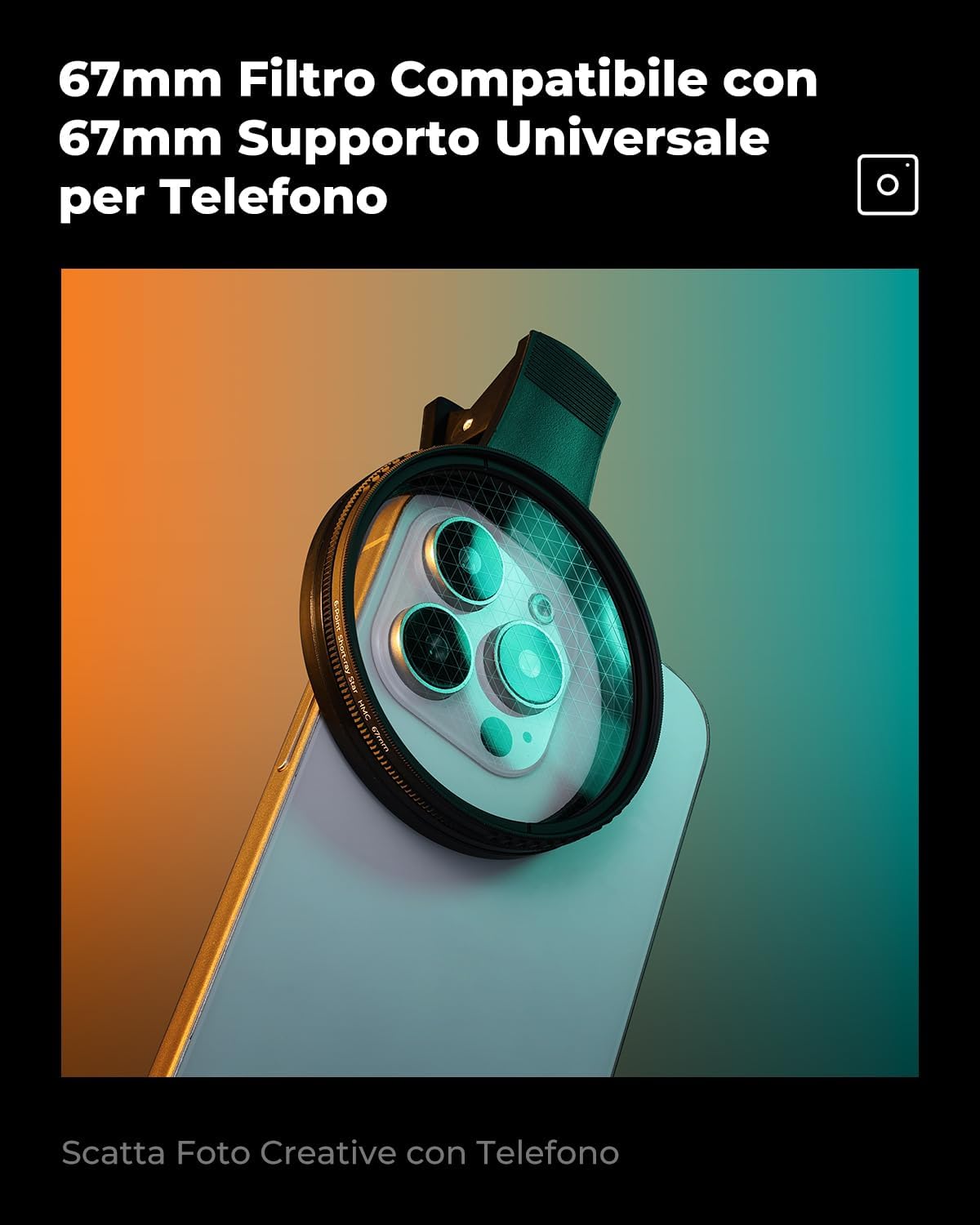 Detalle 2 de K&F CONCEPT Nano-Klear 67mm Filtro Stella a Linee Corte con 6 Punti e Effetto Stellato, 360° regolabile