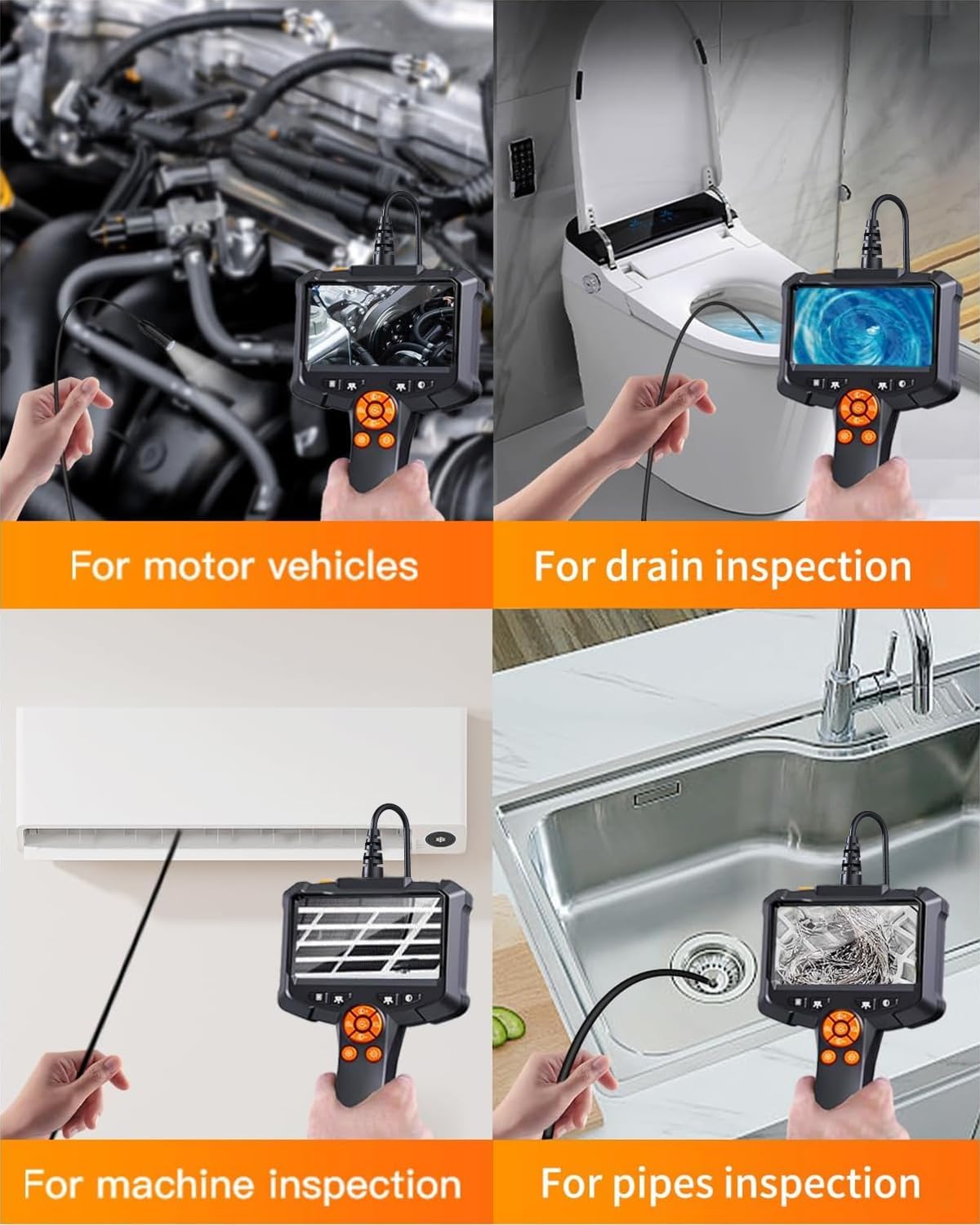 Thumbnail 6 de AOPICK 4.3-inch IPS Borescope with 8 LEDs, 8mm IP67 Waterproof Endoscope and 20M Semi-Rigid Cable