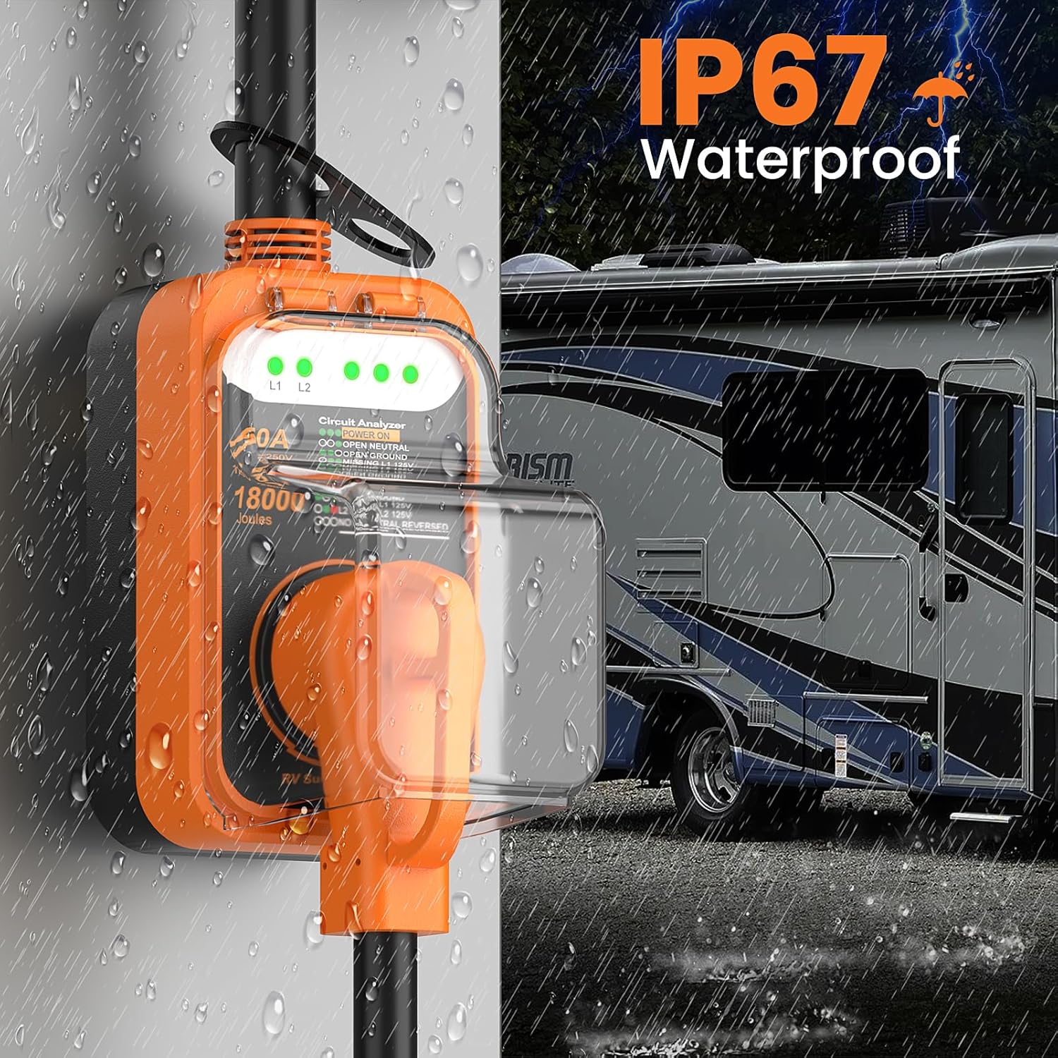 Thumbnail 6 de WLLNEE RV Surge Protector 50 Amp, 18000 Joules with Circuit Analyzer and Waterproof Cover