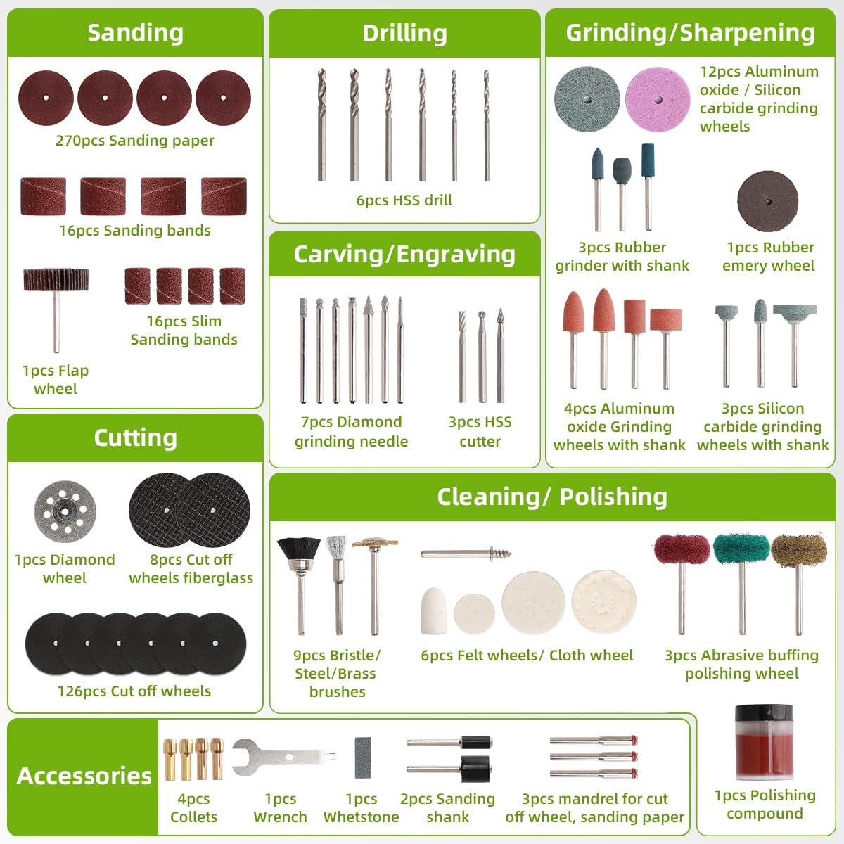 Detalle 2 de Huepar Tools Coffret 510 pièces pour outils rotatifs