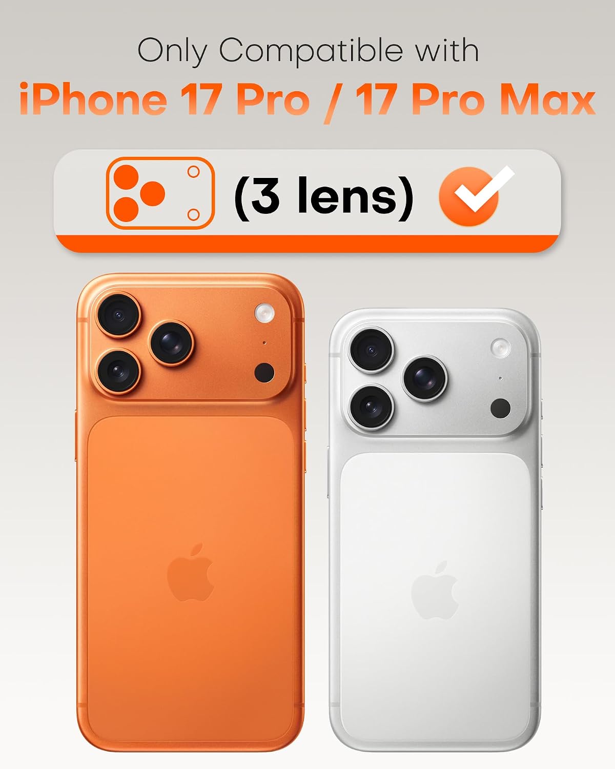 Thumbnail 1 de TOCOL Camera Lens Protectors for iPhone 17 Pro Max / 17 Pro – Orange (Individual Lenses)