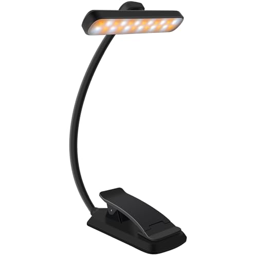 Detalle de karidi Luz de lectura recargable 24 LED con pinza 360°, 5 tonos y USB-C, negra