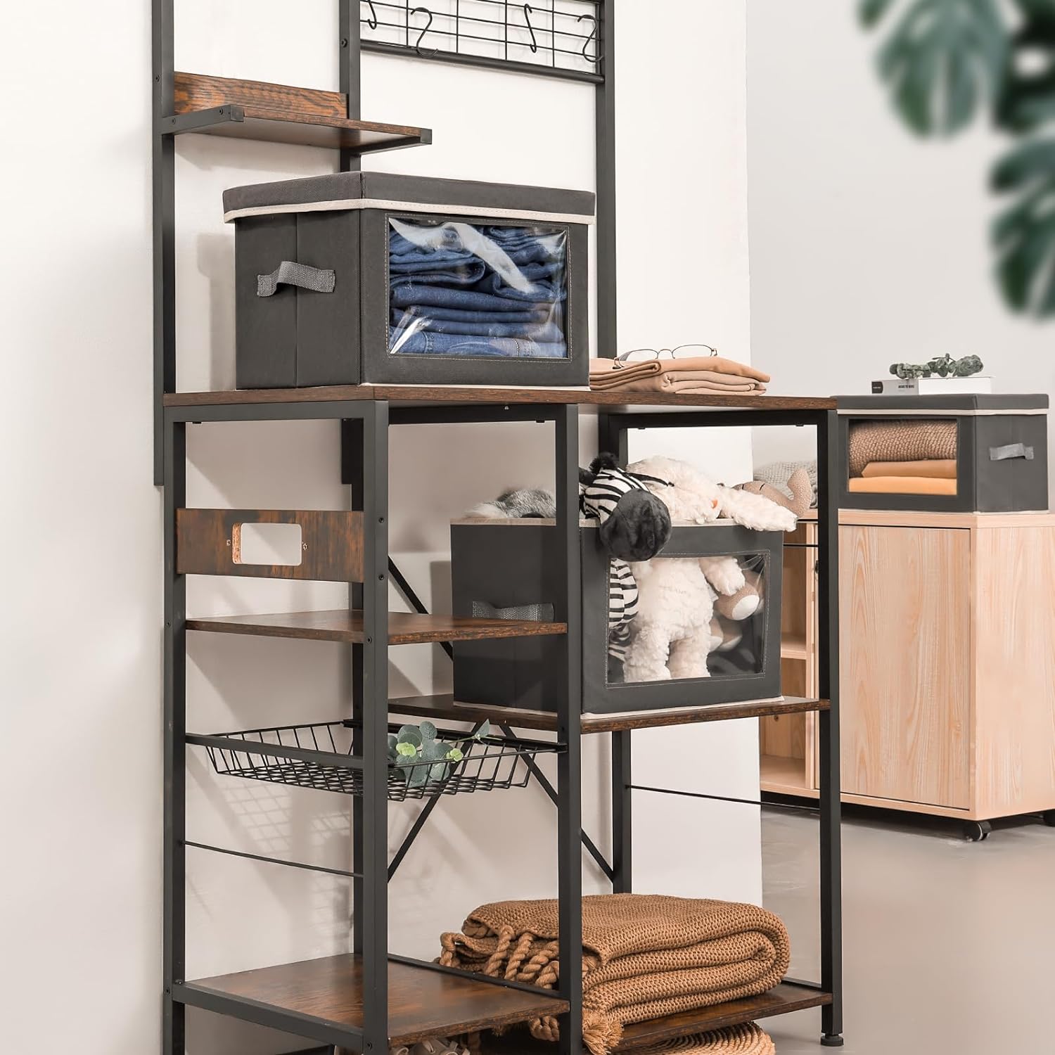 Thumbnail 3 de Homsorout 3-Pack Foldable Storage Boxes with Lids & Clear Window for Wardrobe, Shelf and Home Storage