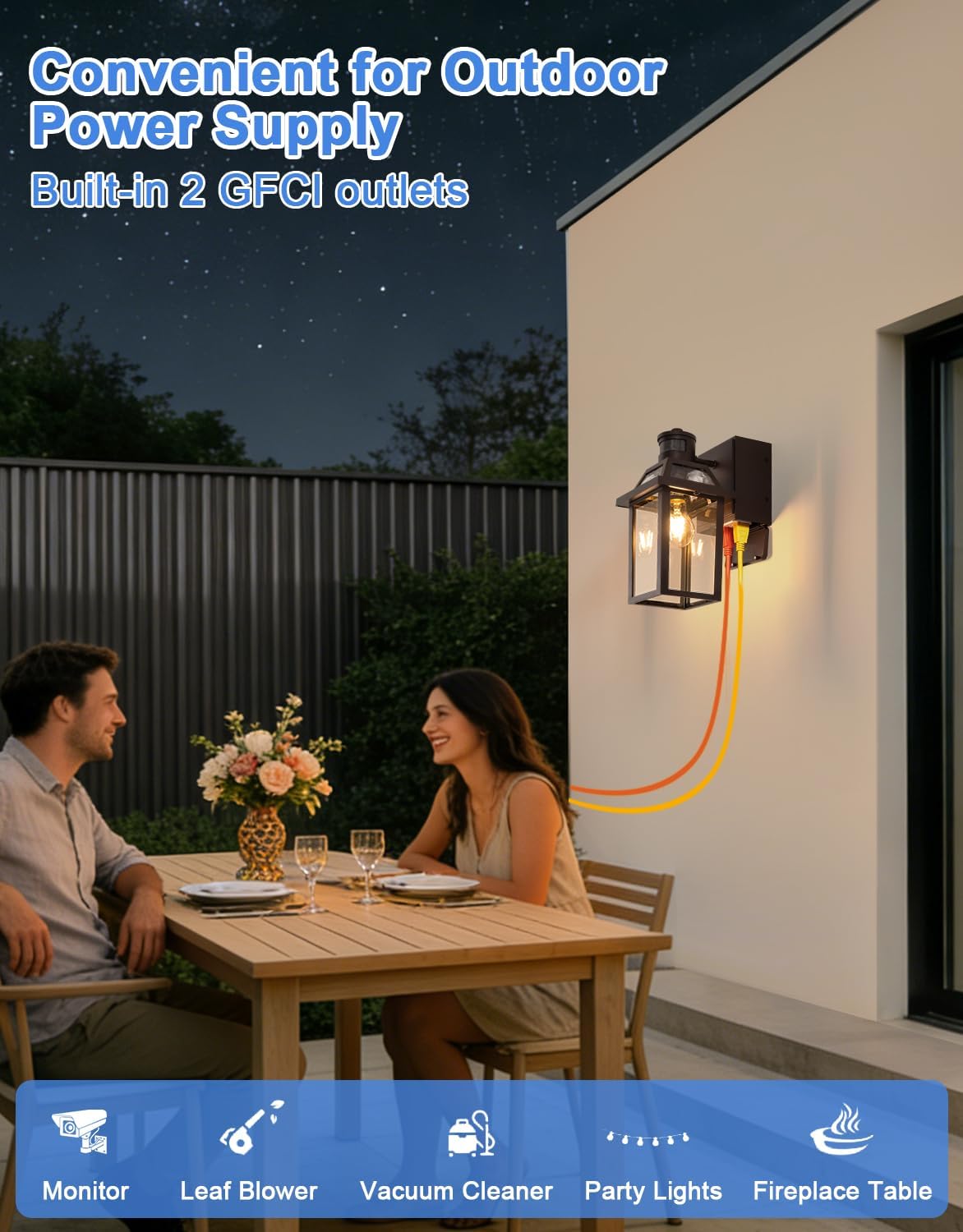 Thumbnail 6 de Yisuro T-ES-220PS-RM-BB1 Outdoor Porch Light with GFCI Outlets and Motion Sensor