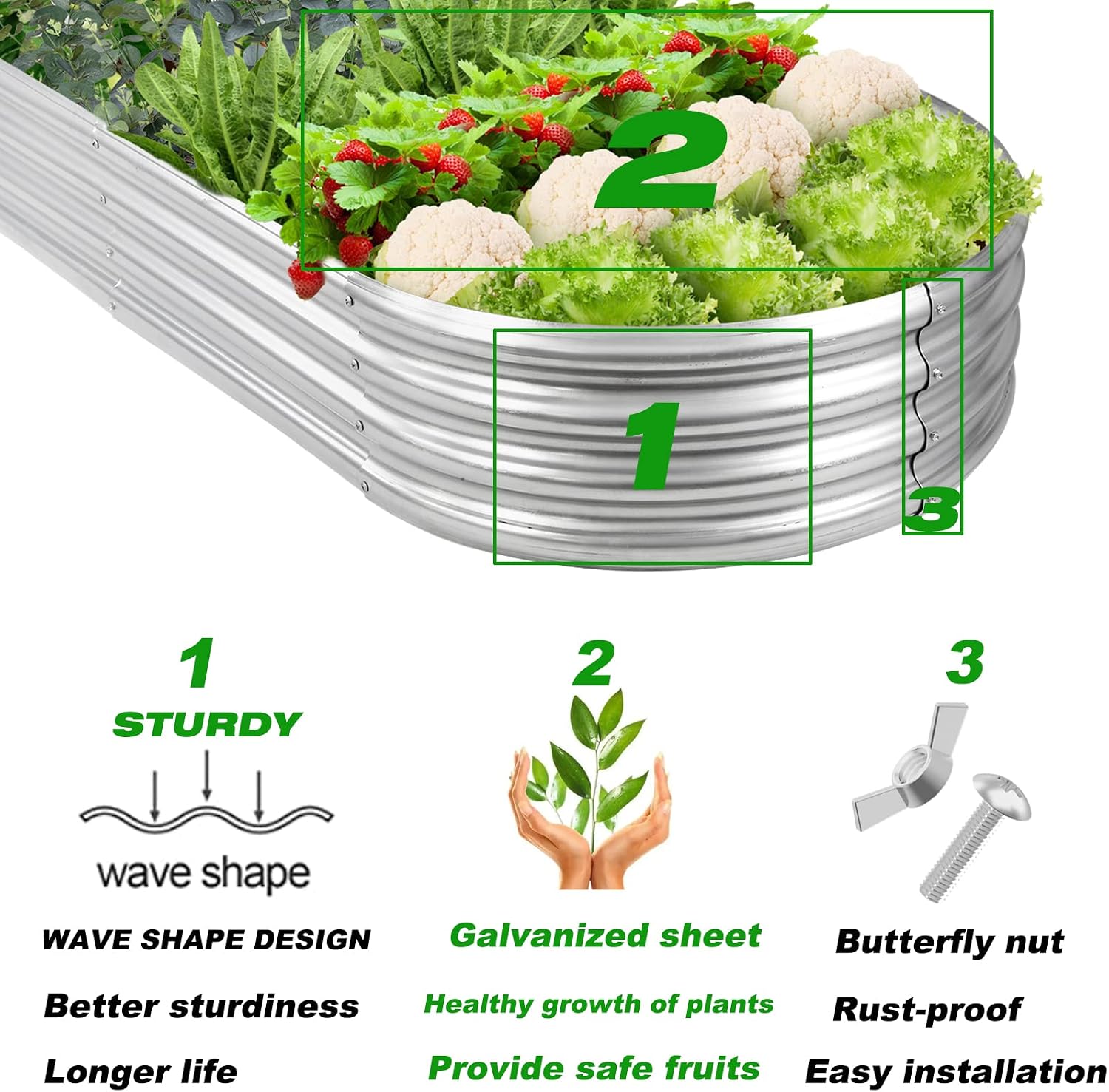 Thumbnail 3 de Rakukiri 5 ft Oval Galvanized Raised Garden Bed, Open-Bottom, Silver