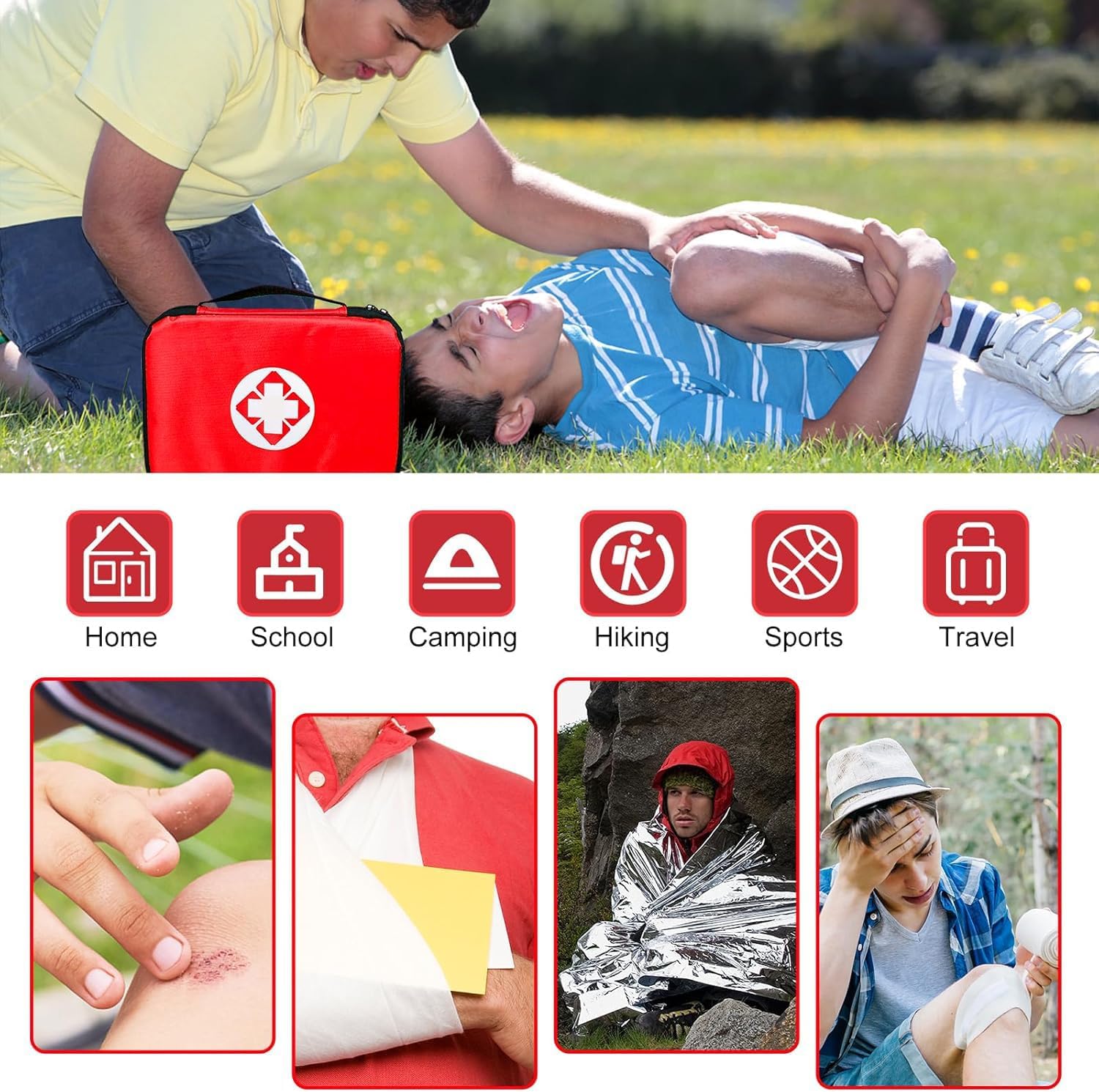 Thumbnail 2 de 1st Aid First Aid Kit, 300-Piece Red Portable Emergency Kit