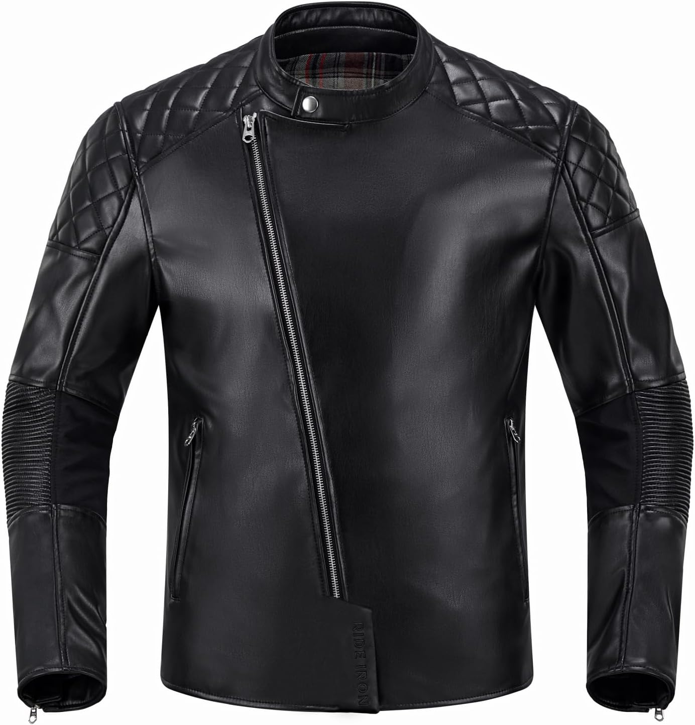 IRON JIA'S Giacca da Moto Uomo in Pelle Sintetica – Leggera, Traspirante e Antivento con Protezioni CE