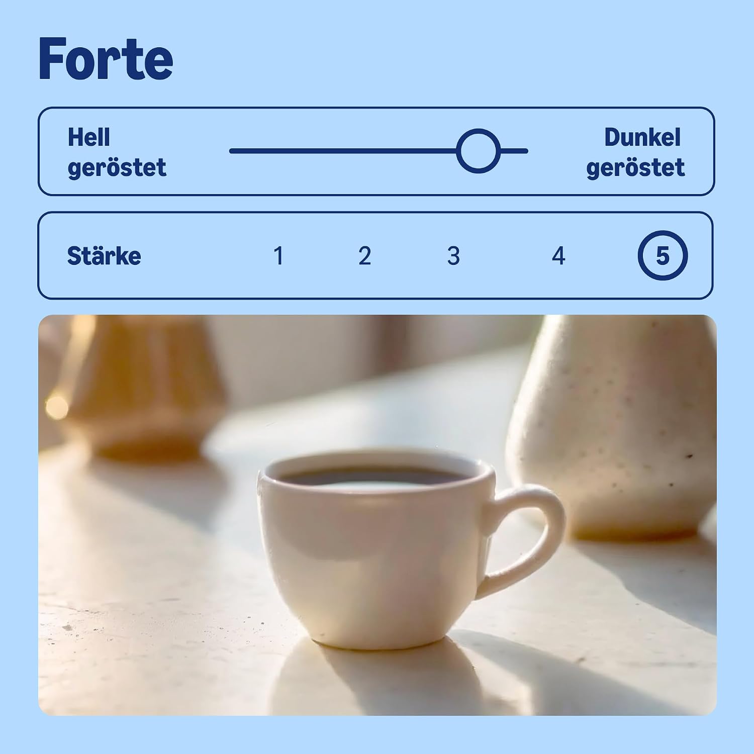 Detalle 2 de by Amazon Forte Coffee Beans Italian Inspired Roast Strength No. 5 – Strong (1 kg) ganze Bohnen