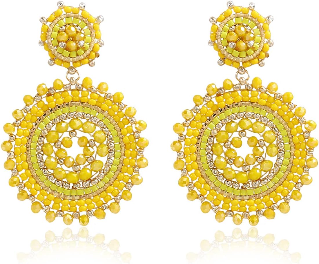 Detalle de Damen-Perlenohrringe mit Rocailles – Boho-Statement, handgefertigt