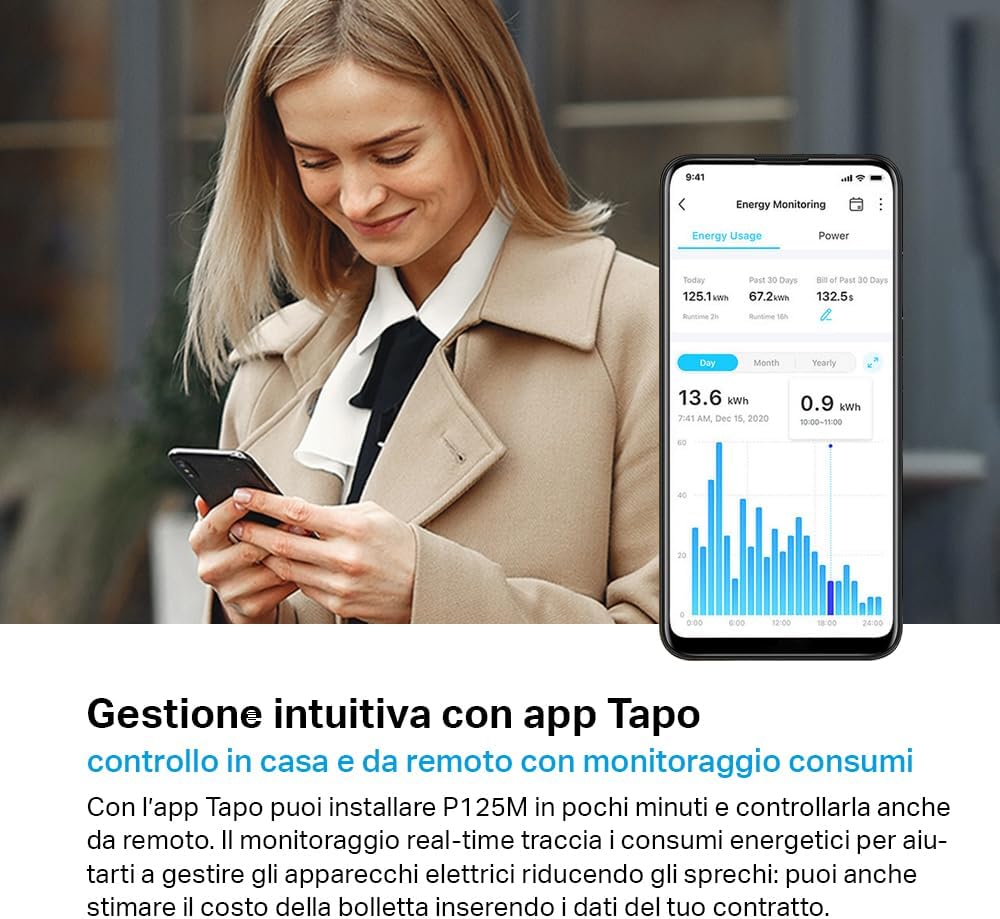 Thumbnail 3 de Tapo P125M Matter presa smart italiana con monitoraggio energia, WiFi e controllo vocale