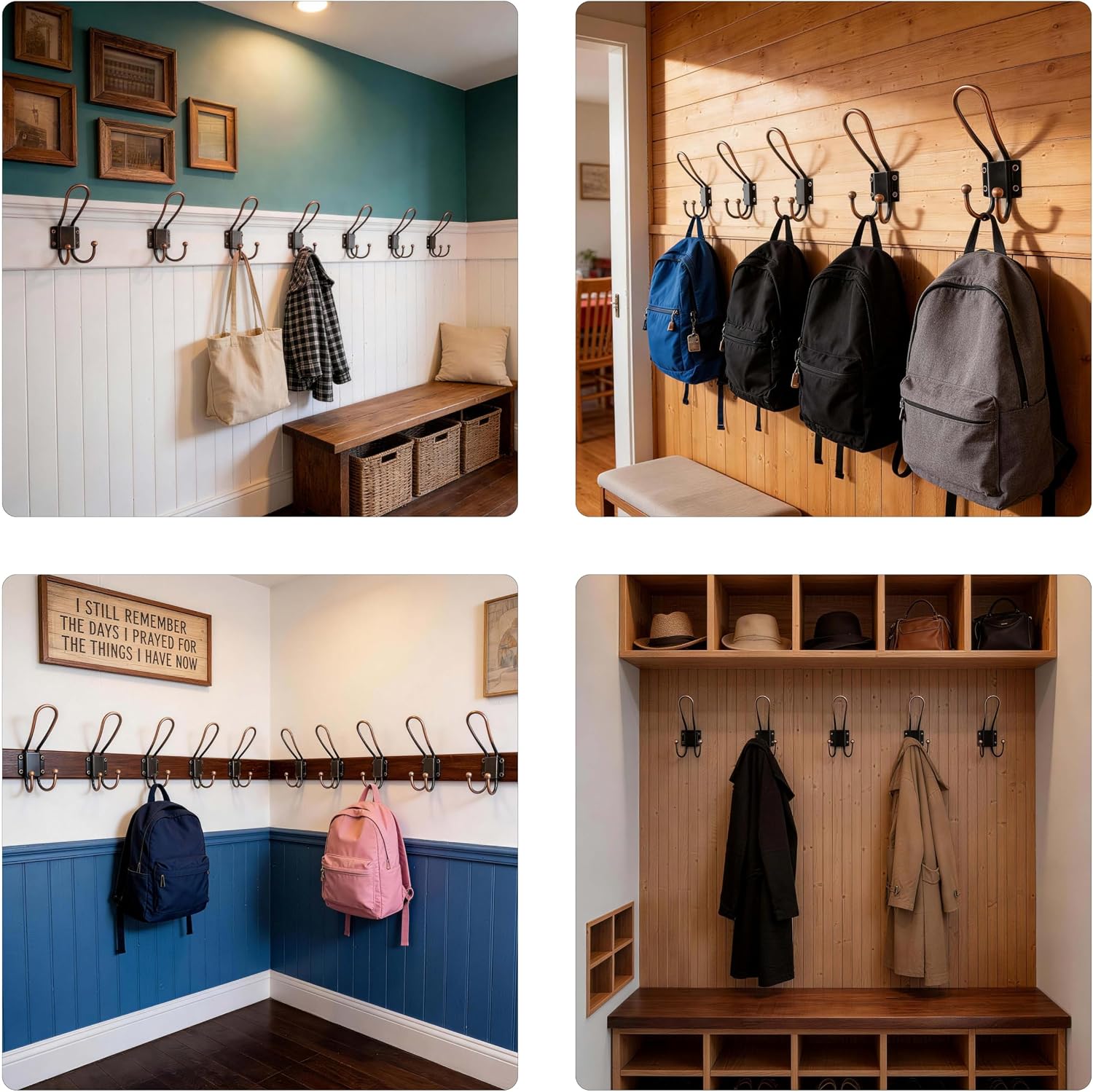 Thumbnail 1 de WEBI WB-I1-5B-HG10 Wall-Mount Triple Coat Hooks, 5 mm Iron, Antique Copper