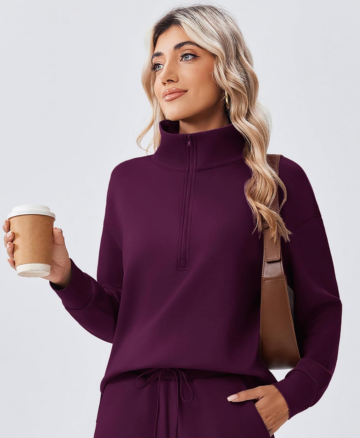 Detalle 2 de PINSPARK Women's Half-Zip Sweatsuit Set with Lightweight Stretch Fabric