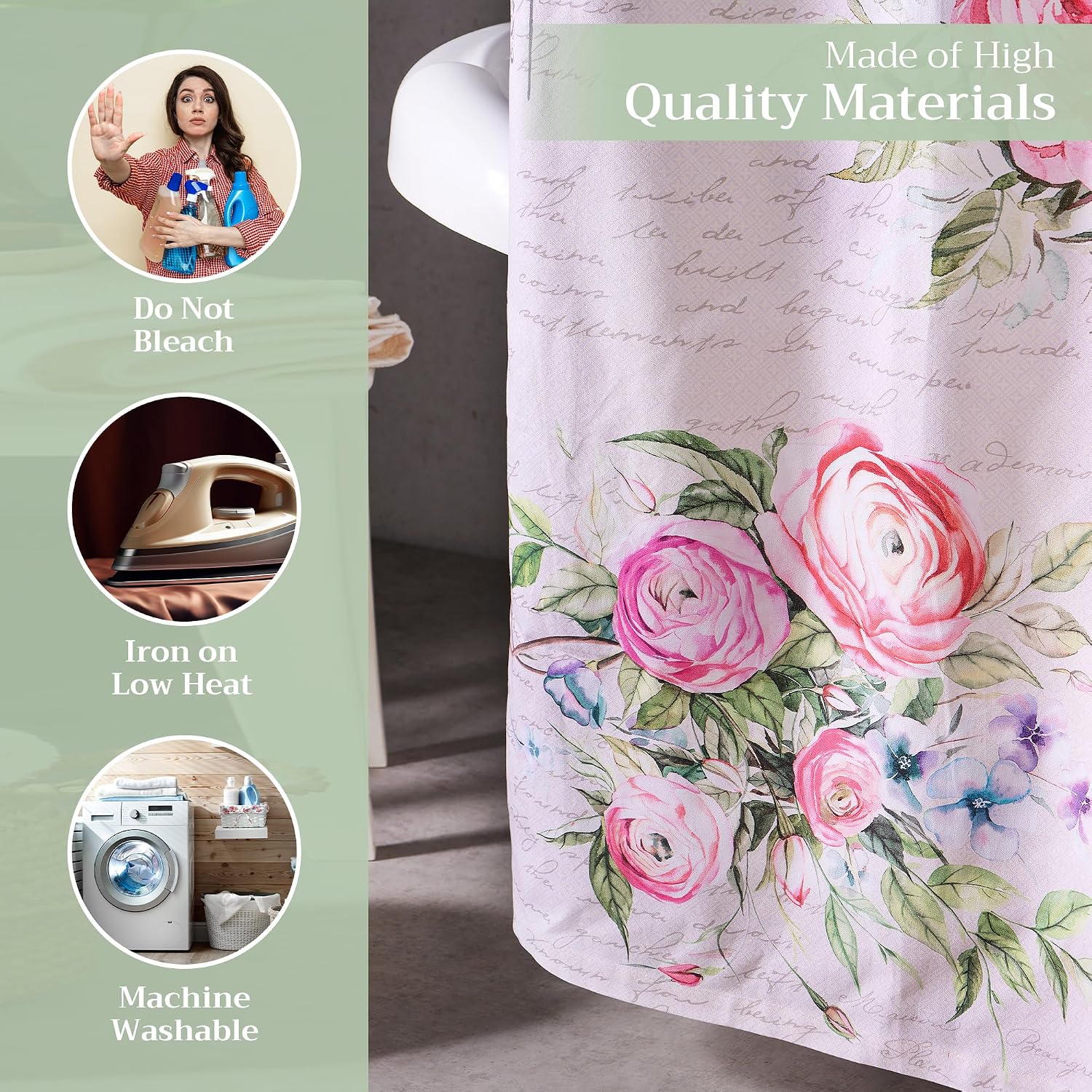 Detalle de Maison d'Hermine Cotton Shower Curtain, 100% Cotton