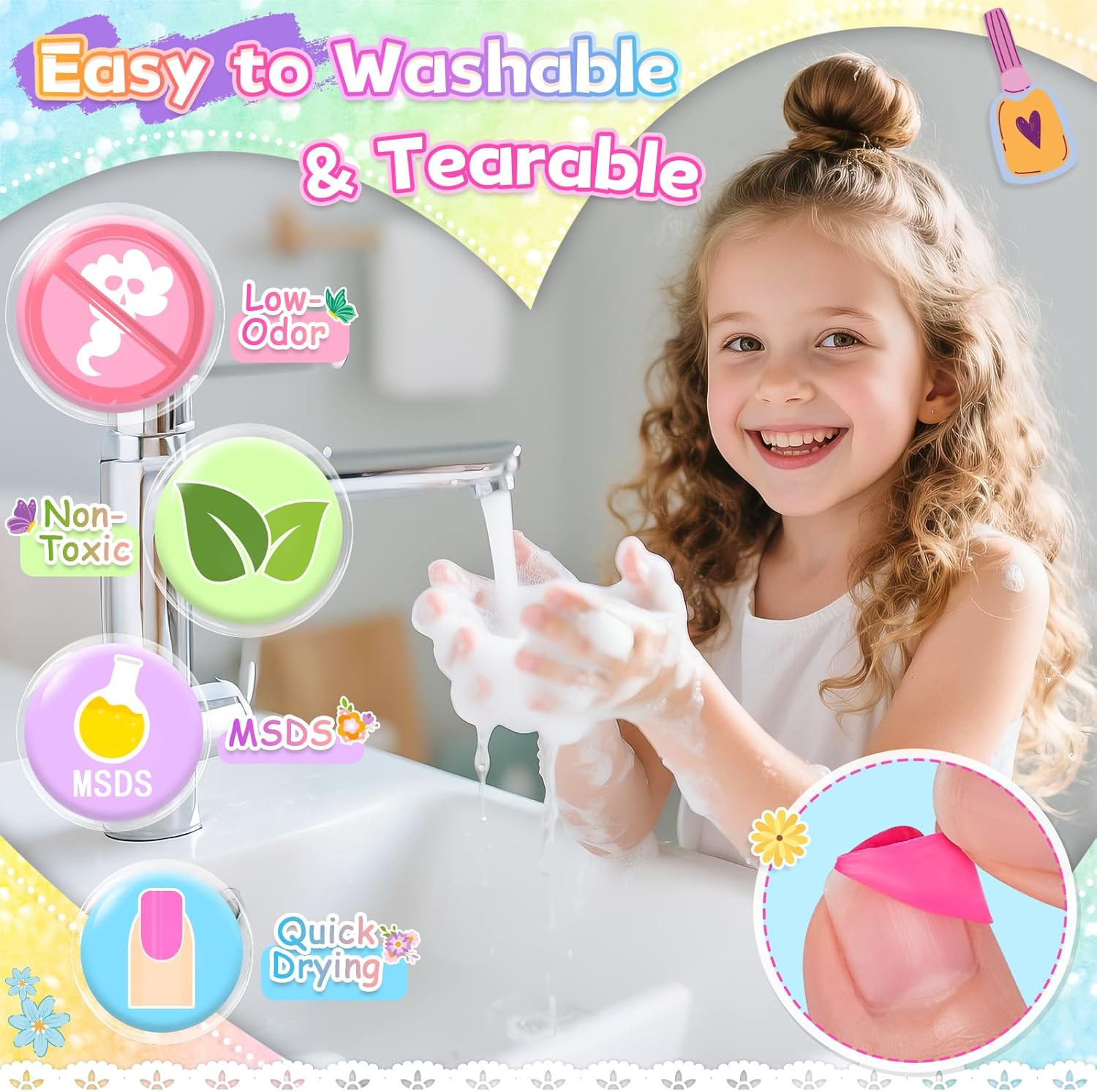 Detalle 2 de Kids Nail Polish Set for Ages 5โ12, Peel-Off 1๐