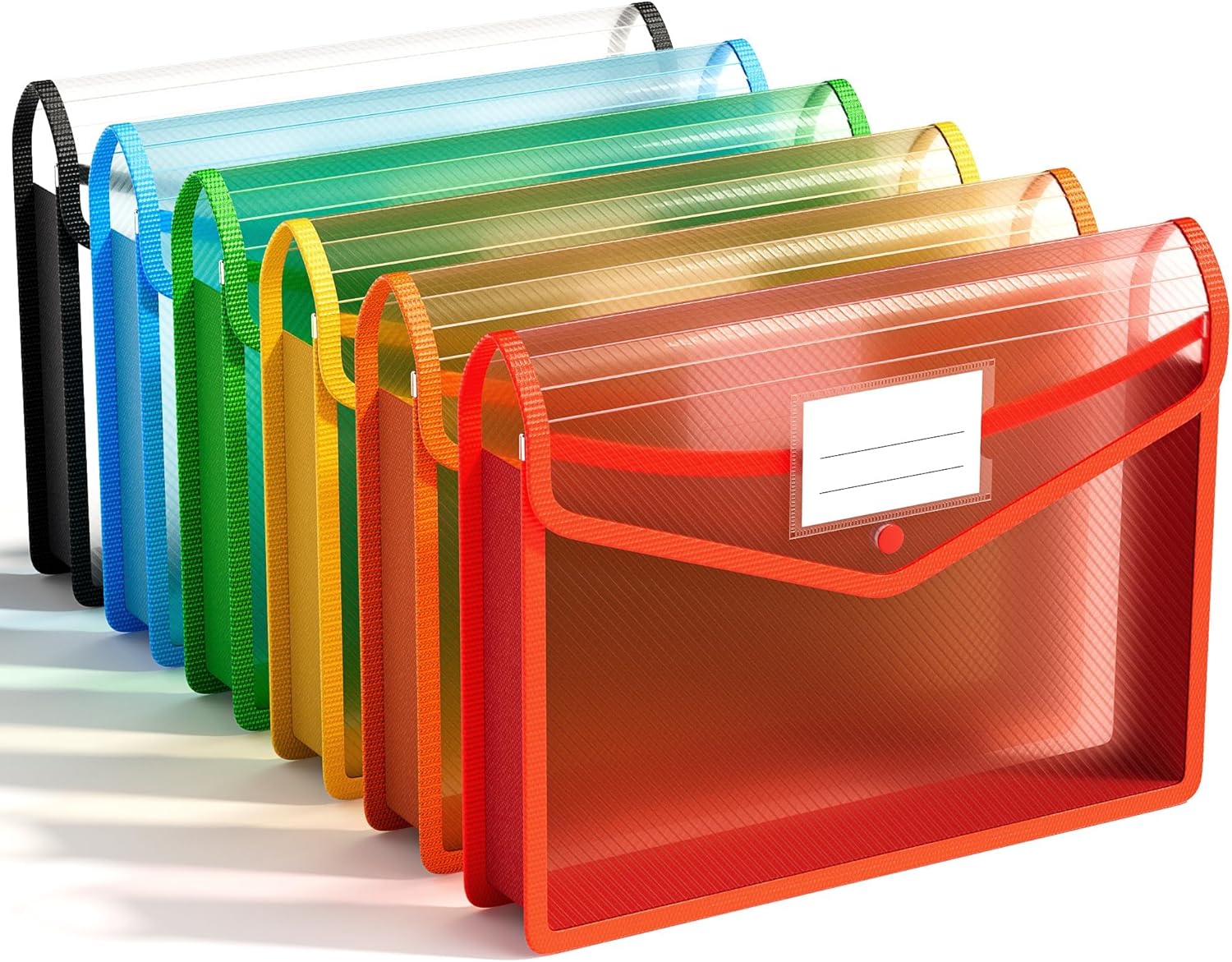 Thumbnail 6 de ABC life A4 Plastic Wallets (6 Pack) with Snap Button, Expanding Poly File Folders & Transparent Pockets