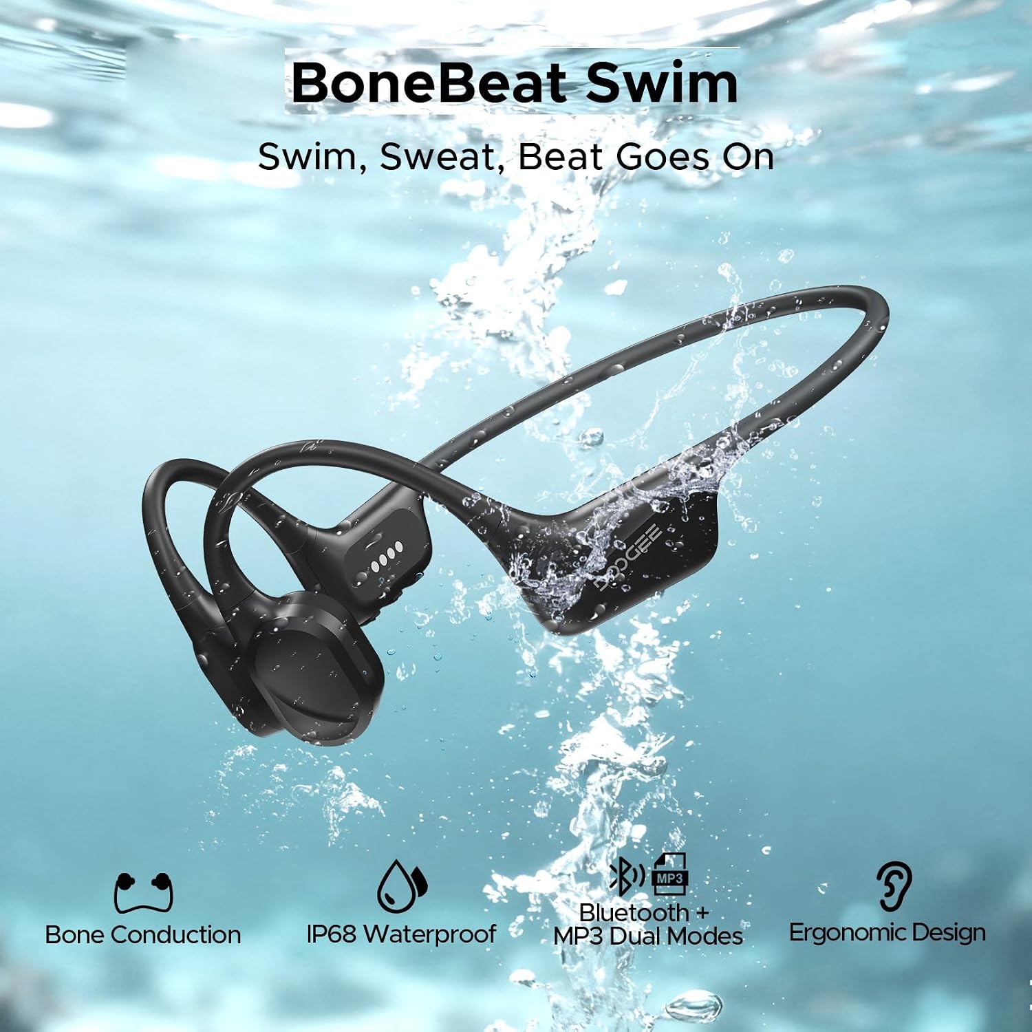 Thumbnail 1 de Luzglo Bone Conduction Headphones IP68: Waterproof Open-Ear Earbuds with 32GB MP3