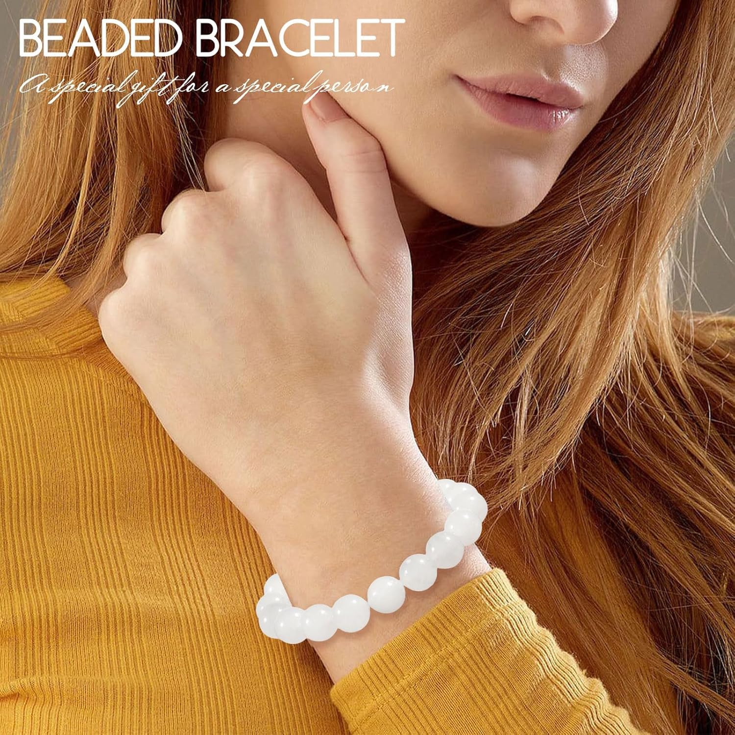 Thumbnail 1 de Weißen Achat Armband 10mm Perlen