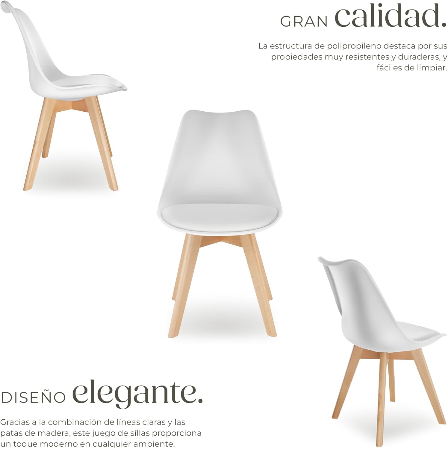 Thumbnail 4 de tectake Sillas de Comedor diseño nórdico 6 unidades