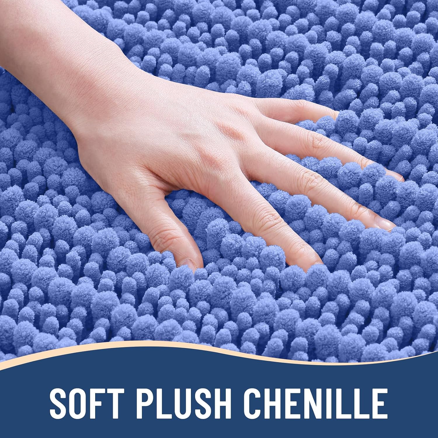 Detalle de Arotive Luxury Chenille Bath Rug 30x20 in Cornflower Blue