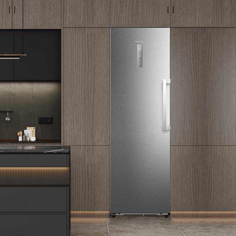 Detalle de Congelador Hisense FT3K310SAIE1 312 L – Control Wi‑Fi, acero inoxidable