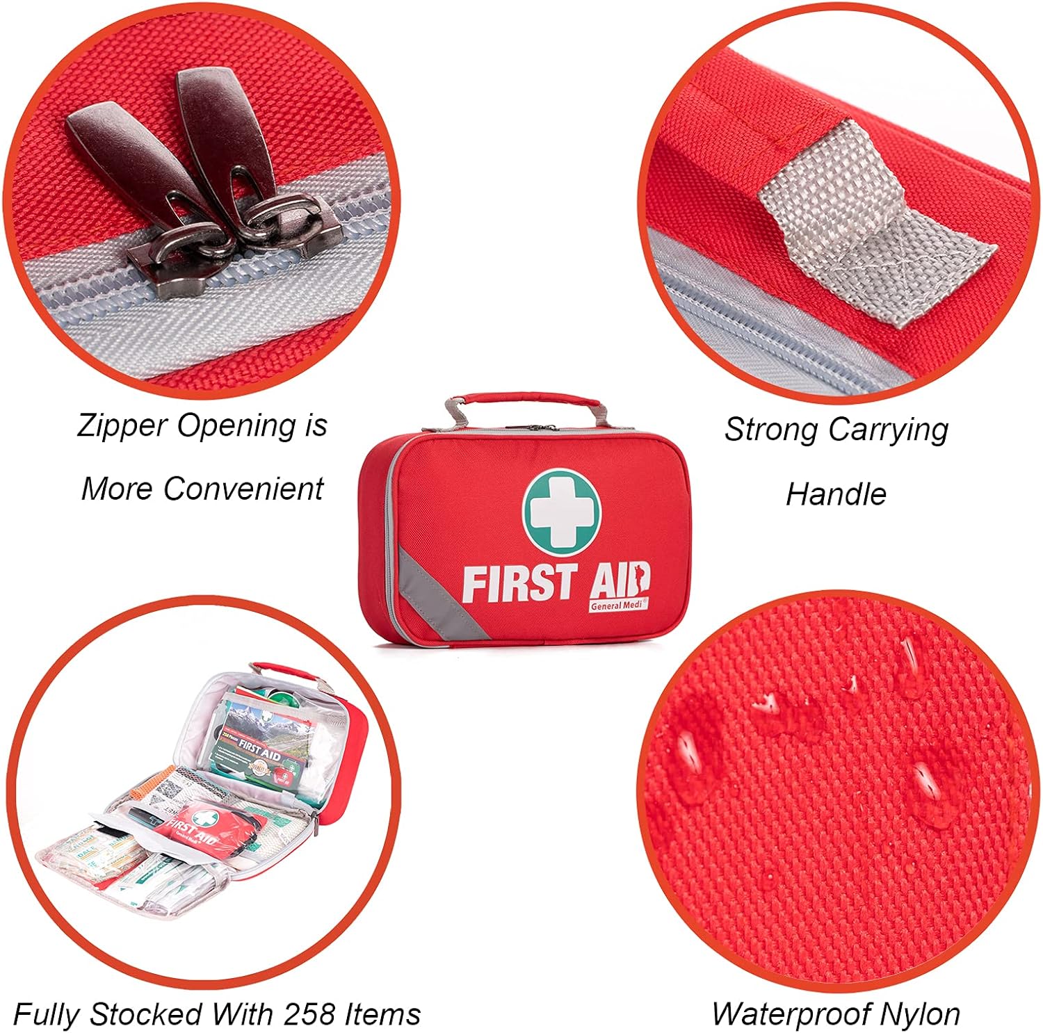 Thumbnail 2 de General Medi 2-in-1 Erste Hilfe Set – 258-teiliges Premium-Notfall-Set für Haushalt, Auto, Reise & Outdoor