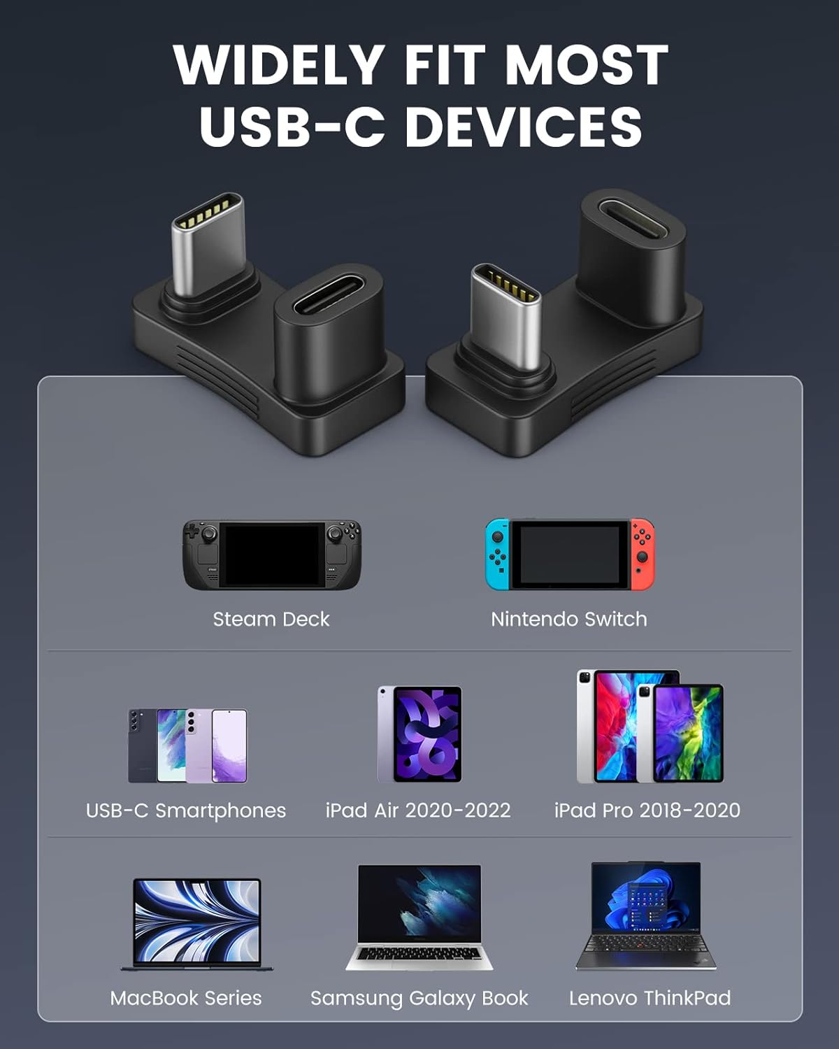 Thumbnail 5 de Moko USB‑C auf USB‑C Adapter (180 Grad, 2er-Set) für Steam Deck, Switch, PC & Tablet