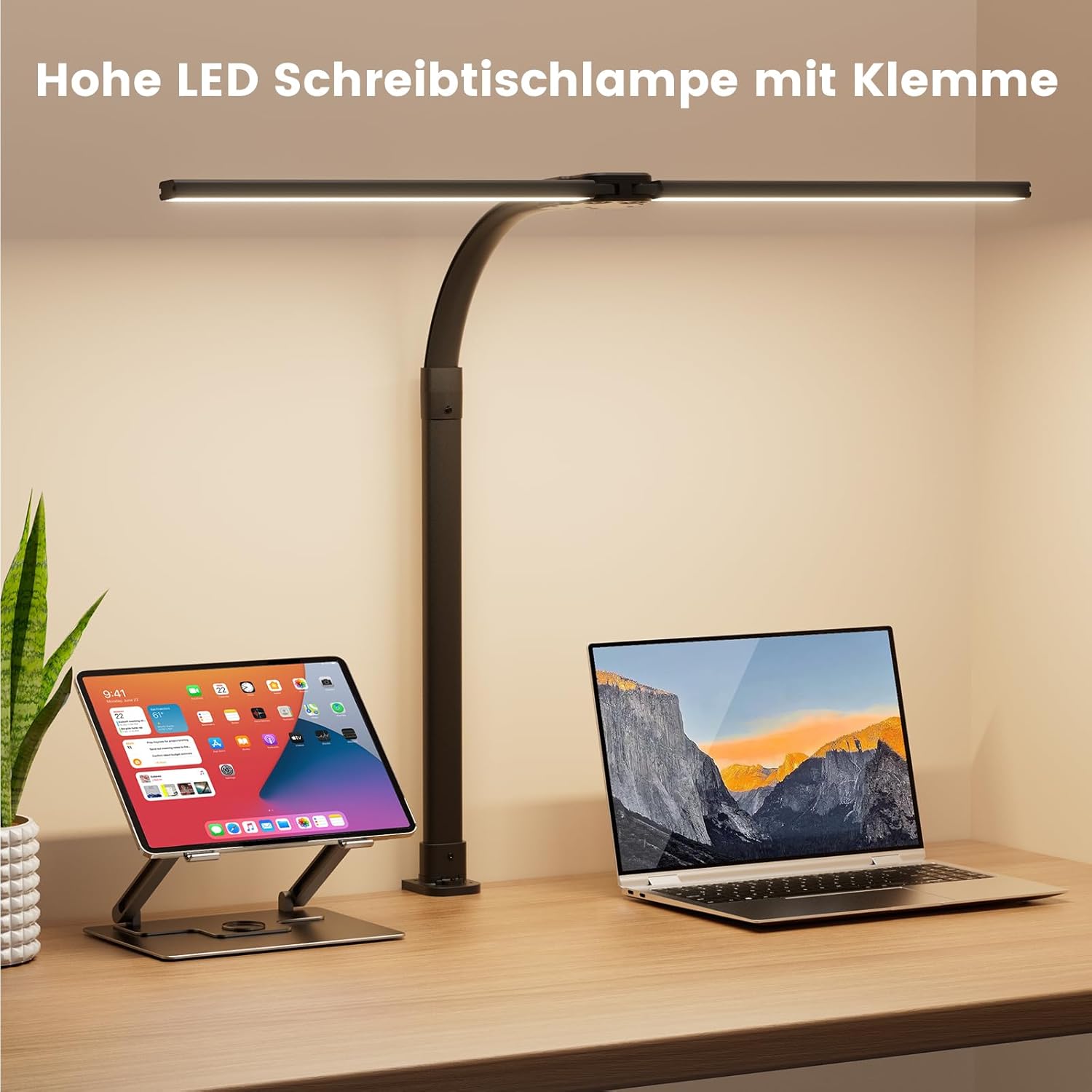 Detalle 2 de APMIEK Doppelkopf Schreibtischlampe LED 24W