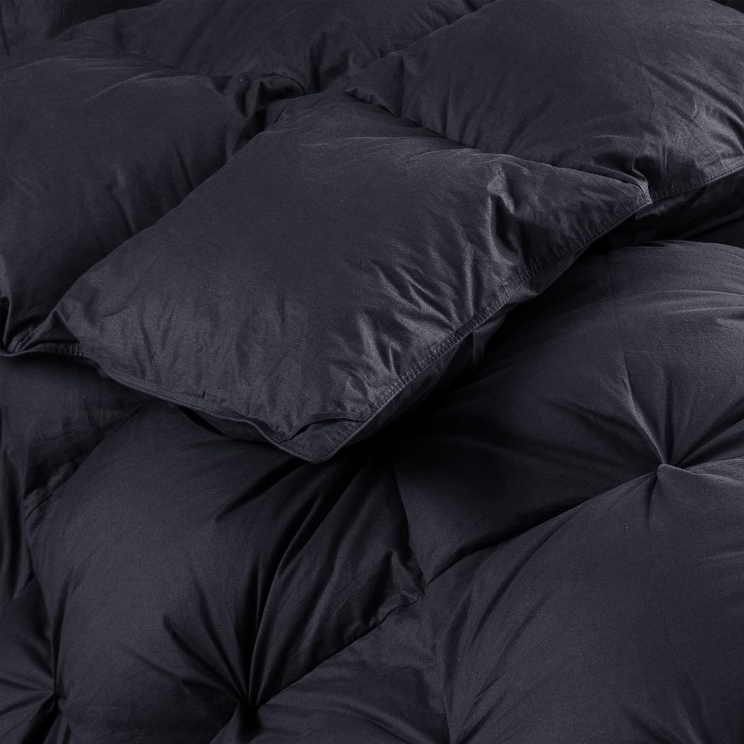 Thumbnail 6 de Luxurious Goose Down Feather Fiber Comforter Duvet Insert with Black Pinch Pleat, Oversize Palatial King 120 x 98