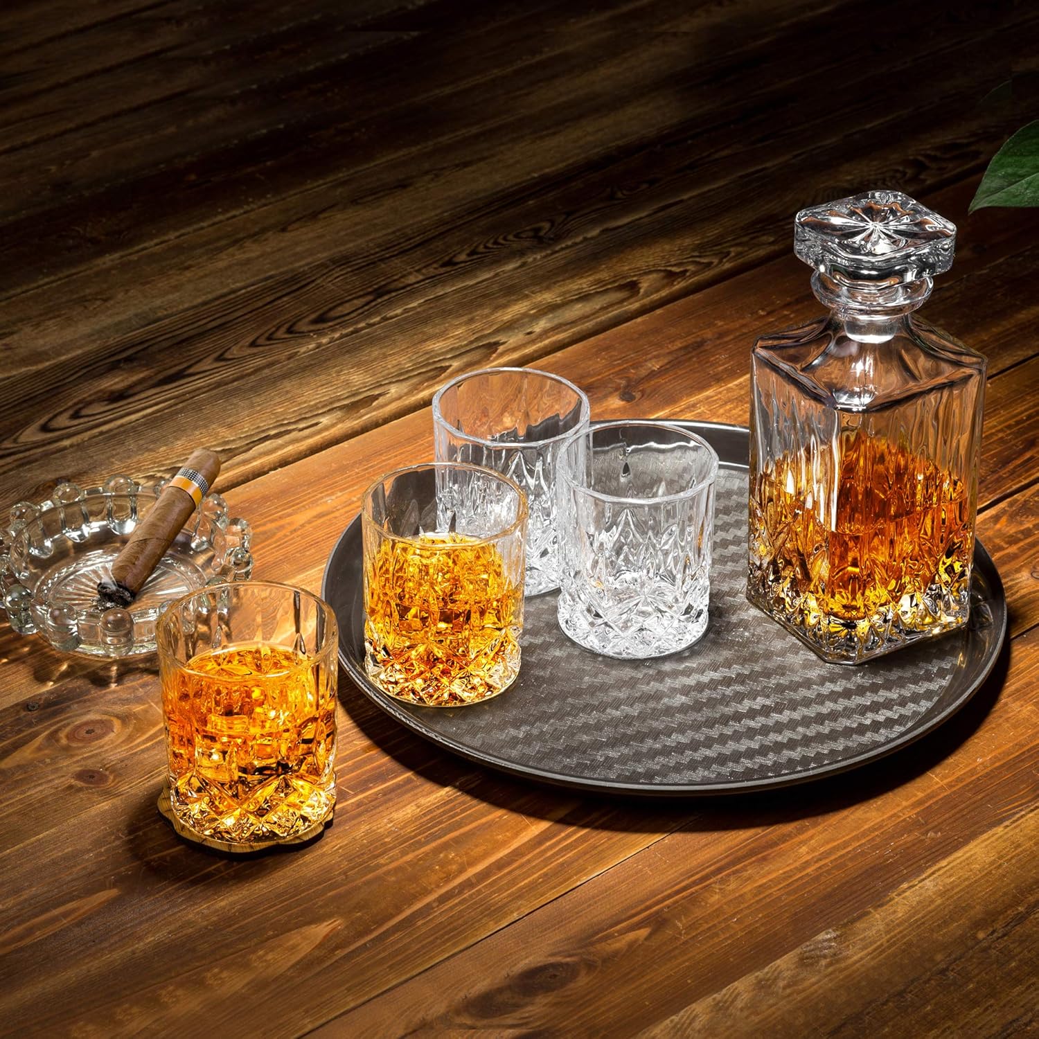 Detalle 1 de KANARS Whisky Karaffe und Gläser Set 750 ml Whisky Dekanter 5tlg