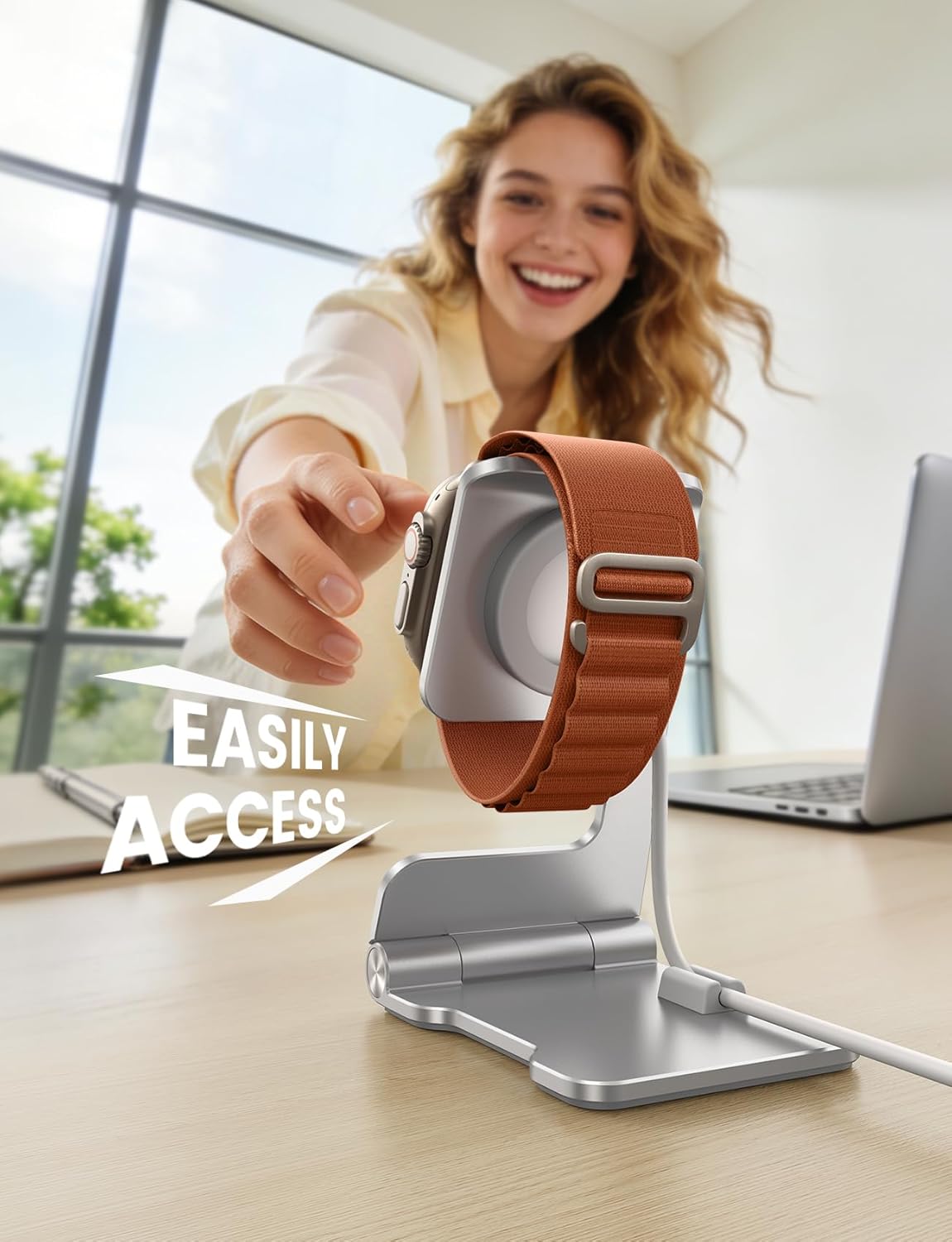 Thumbnail 2 de Lamicall Foldable Apple Watch Charger Stand (Ultra-Thin) – desk dock with cable organiser, Silver