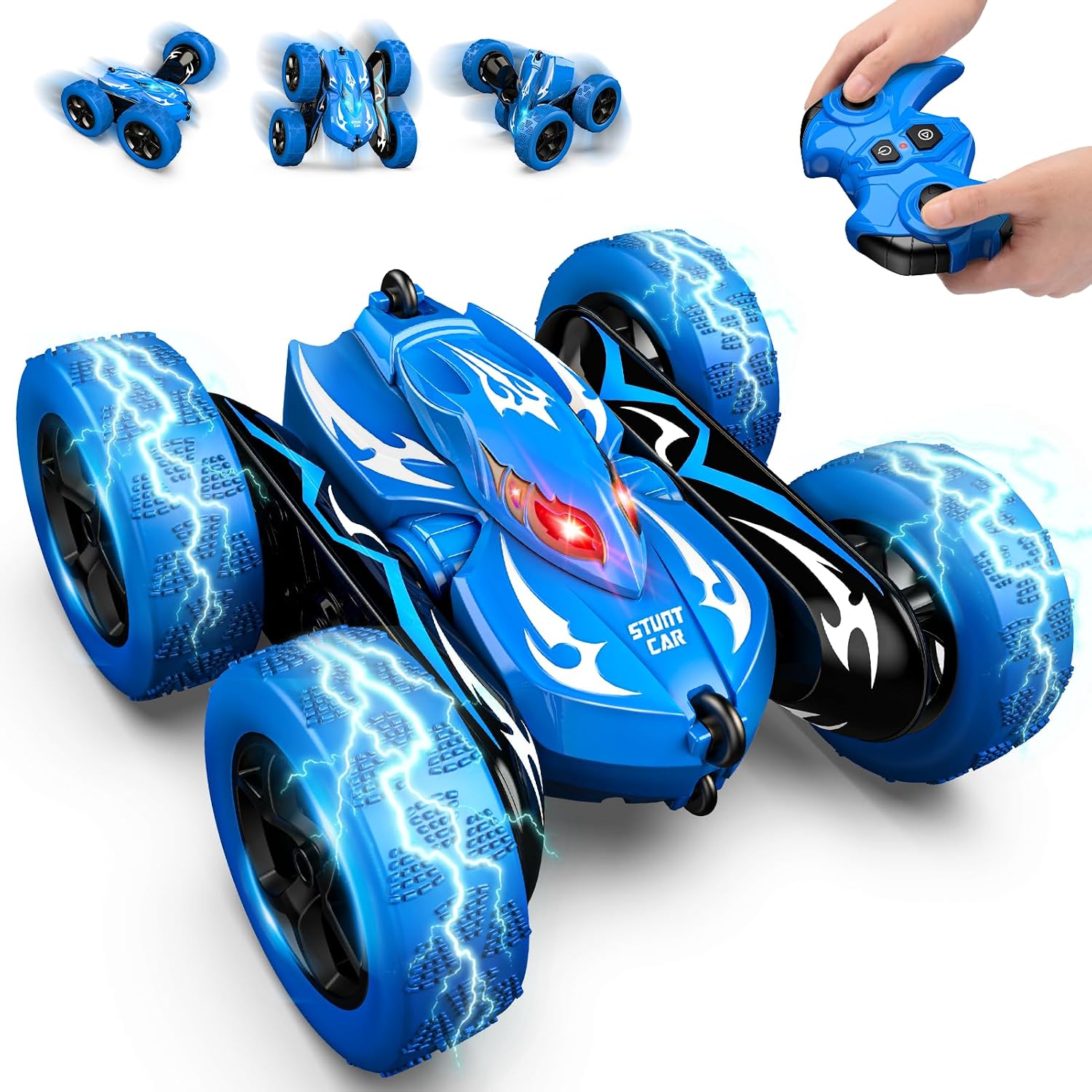 Detalle de Dreamlandia Remote Control Cars – 2.4GHz LED stunt car with 360 flips for boys (age 3-9)