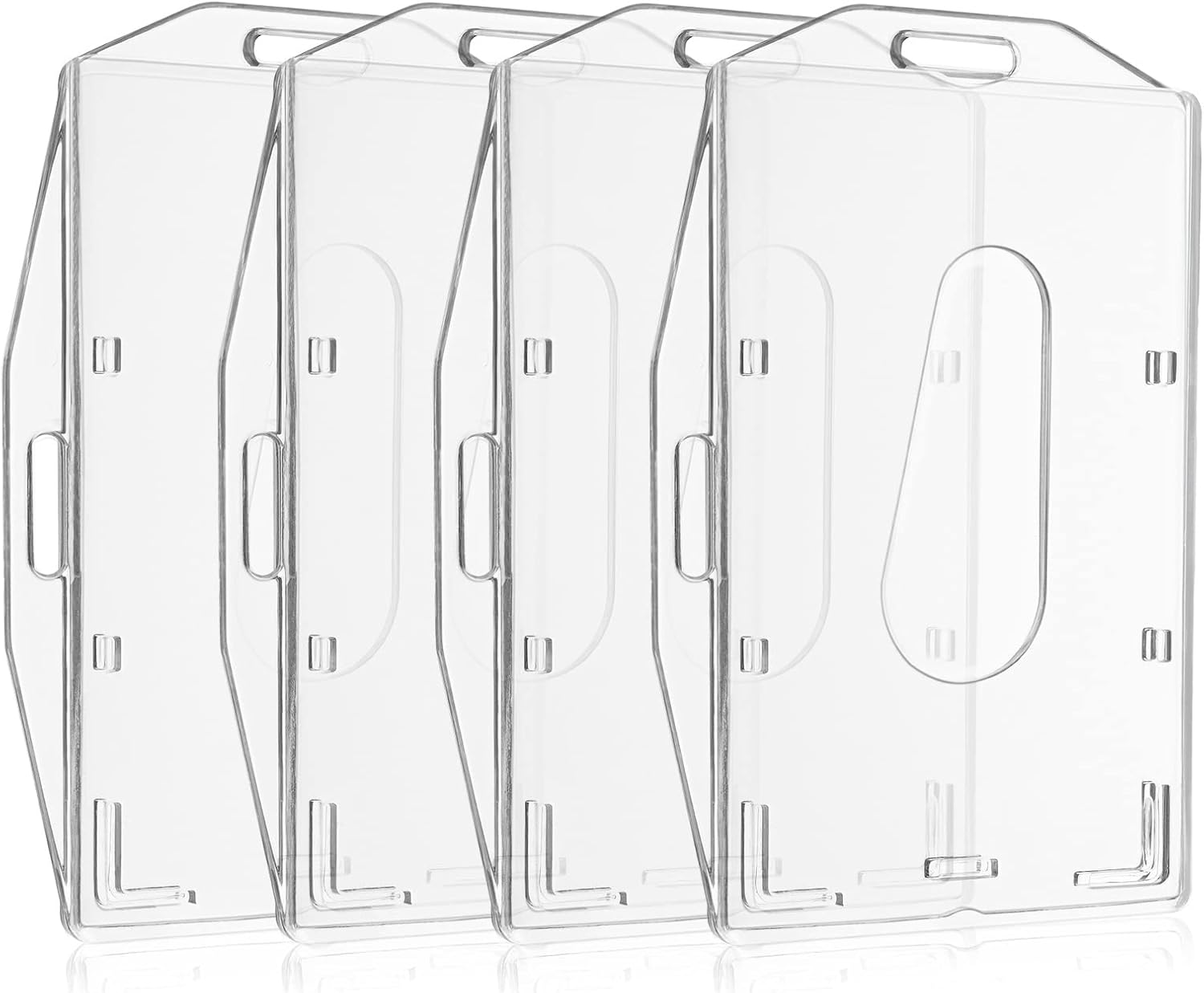 Vicloon Ausweishüllen-Set (4 Stück) – transparente Kartenhalter mit Daumenausschub, horizontal/vertikal
