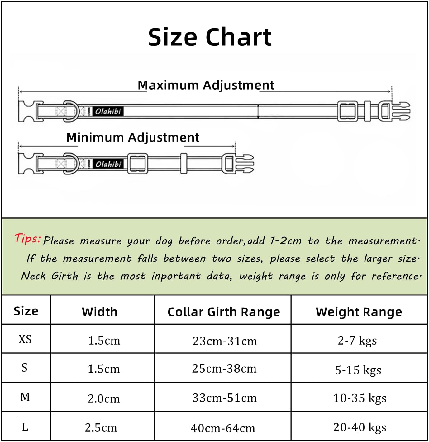 Thumbnail 5 de Olahibi Neoprene Padded Dog Collar (Medium, Black) with Reflective Stripes