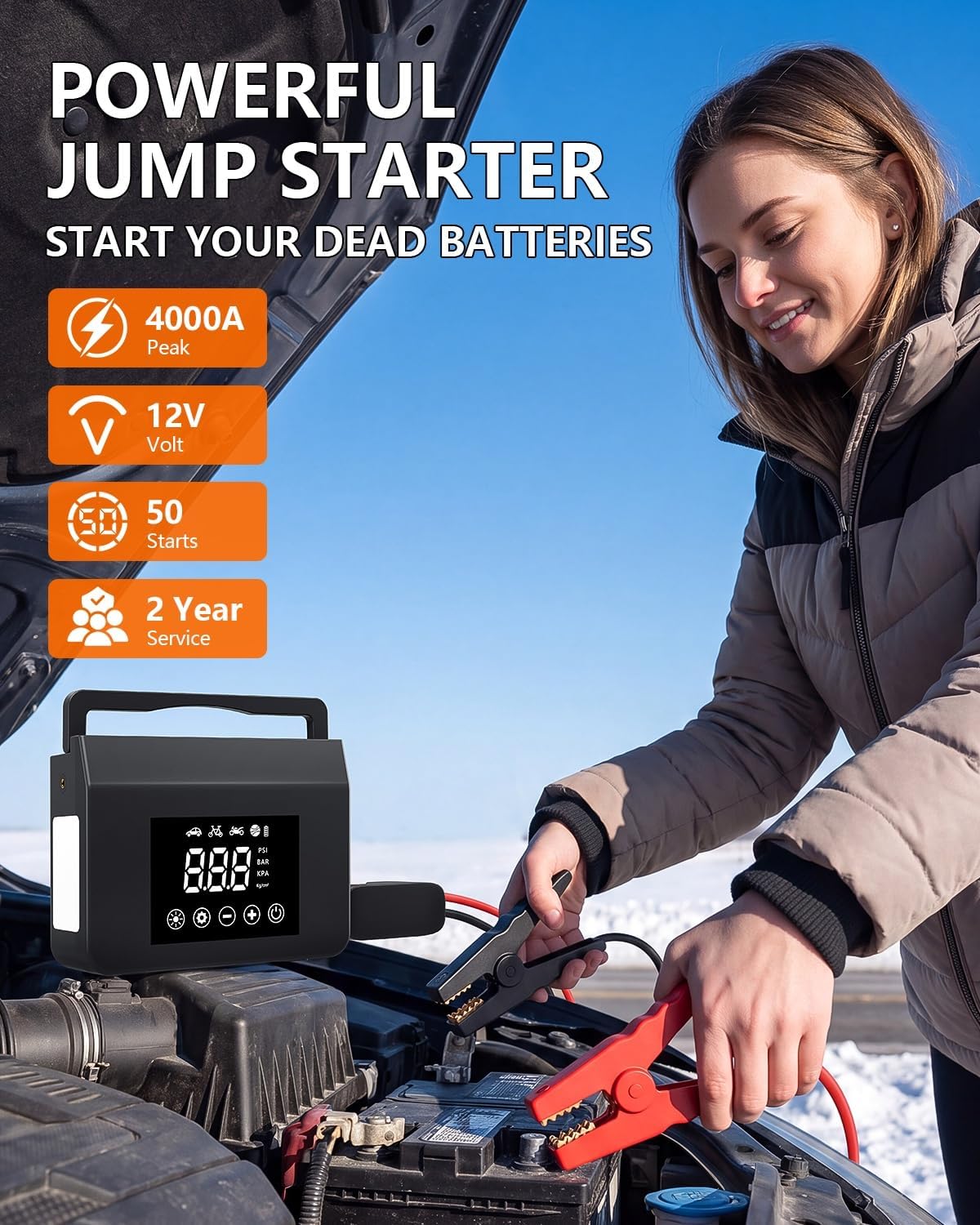 Detalle de Car Jump Starter with Air Compressor 4000A