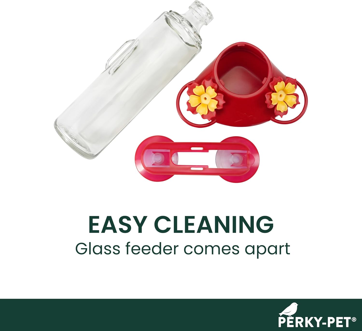 Detalle 2 de Perky-Pet 455-2 Window-Mounted Glass Hummingbird Feeder, Red, 14 oz