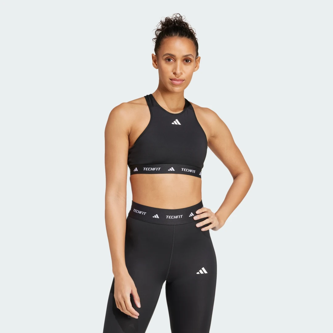 Detalle de Sujetador TECHFIT de sujeción media y cuello alto – Adidas