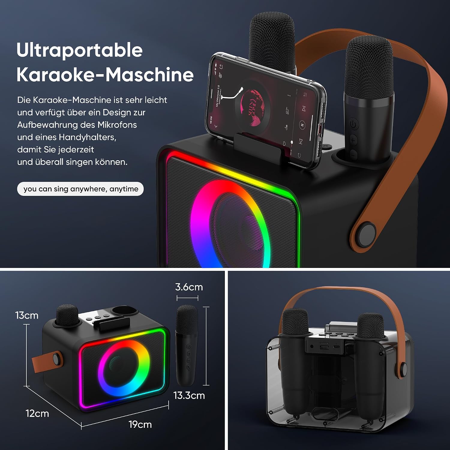 Thumbnail 6 de Karaoke Maschine 2 Mikrofonen 8W