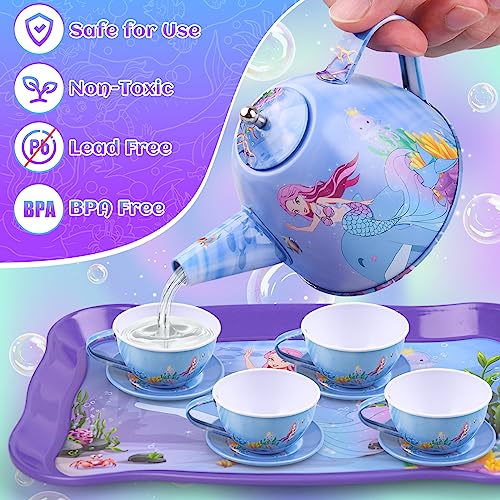 Detalle 2 de Auney Juego de Té Infantil con 36 Piezas y Sirenas