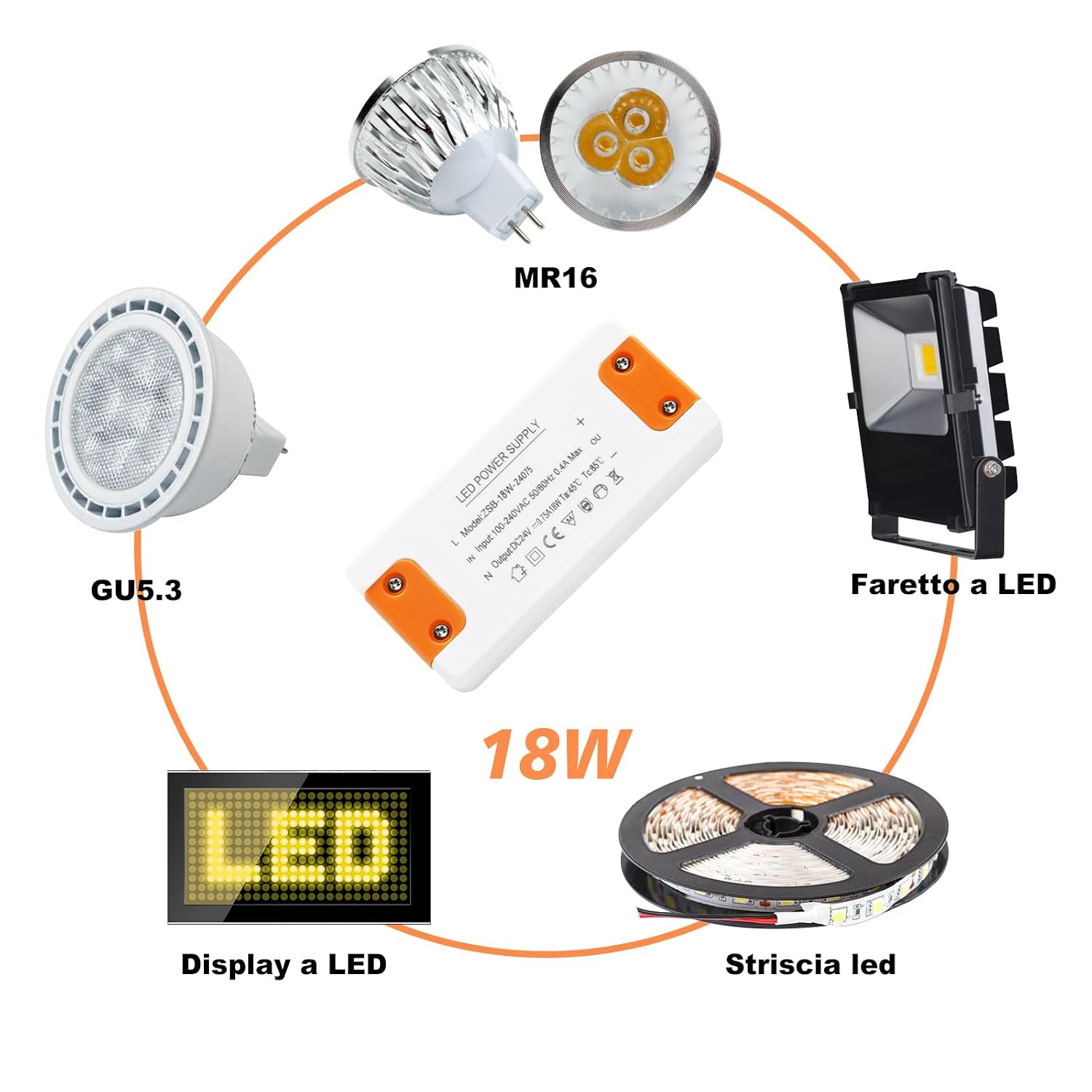 Thumbnail 2 de Alimentatore 24V 0,75A per LED 18W
