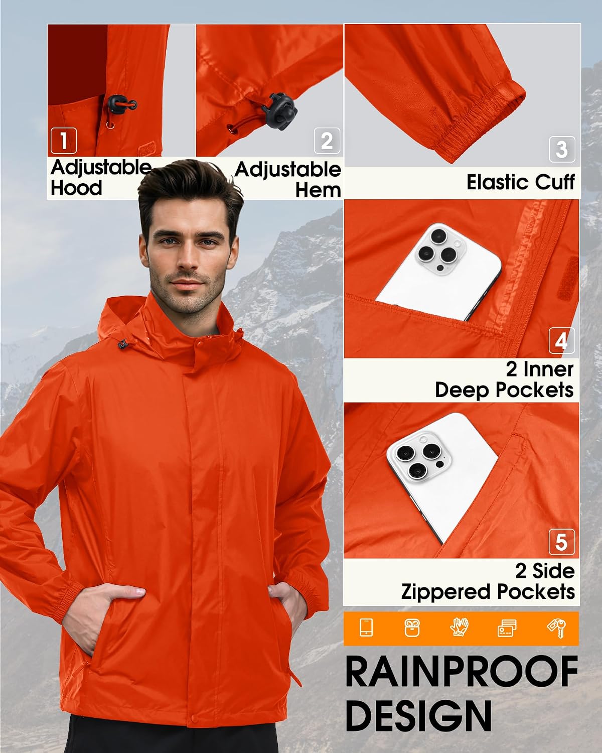 Thumbnail 6 de Outdoor Ventures Men's Lightweight Waterproof Jacket