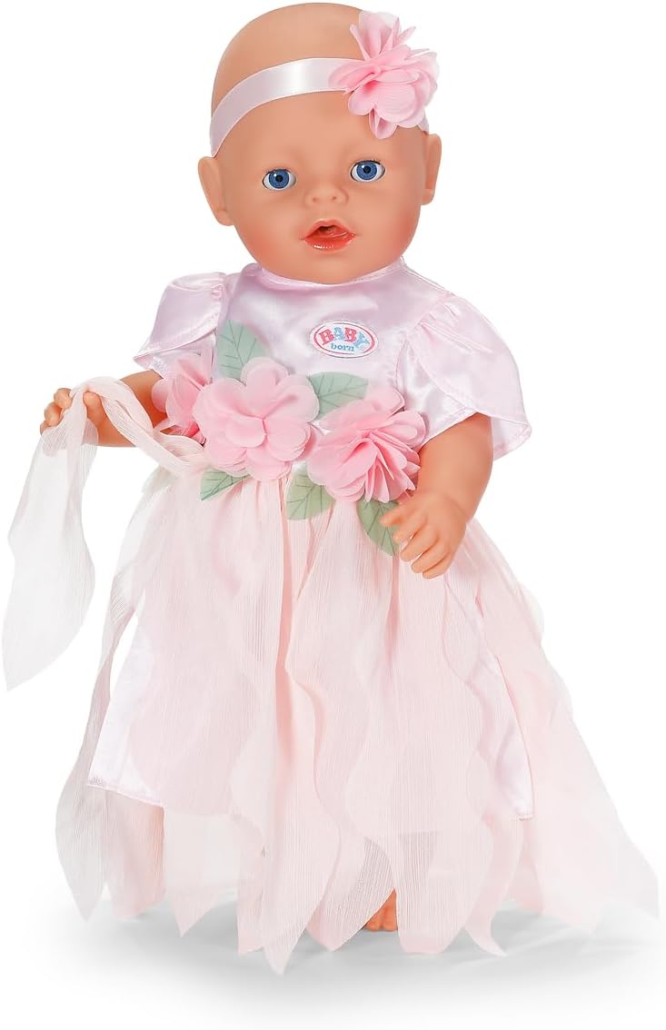 Detalle de BABY born Flower Fairy Outfit for 43 cm Dolls, Pink Dress and Headband