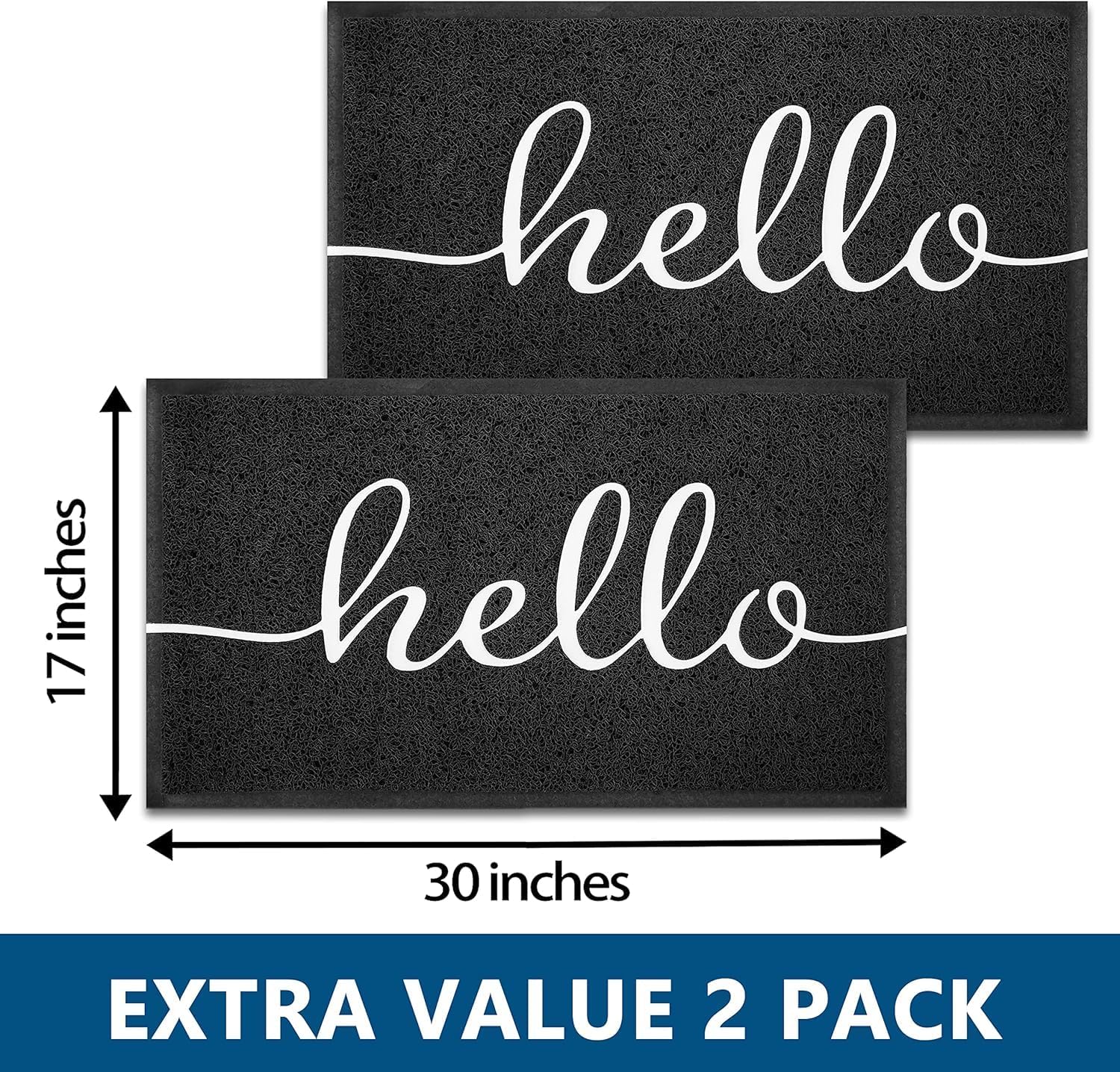 Detalle 2 de EARTHALL 2-Pack Hello Doormats, 30" x 17.5" PVC with Rubber Backing