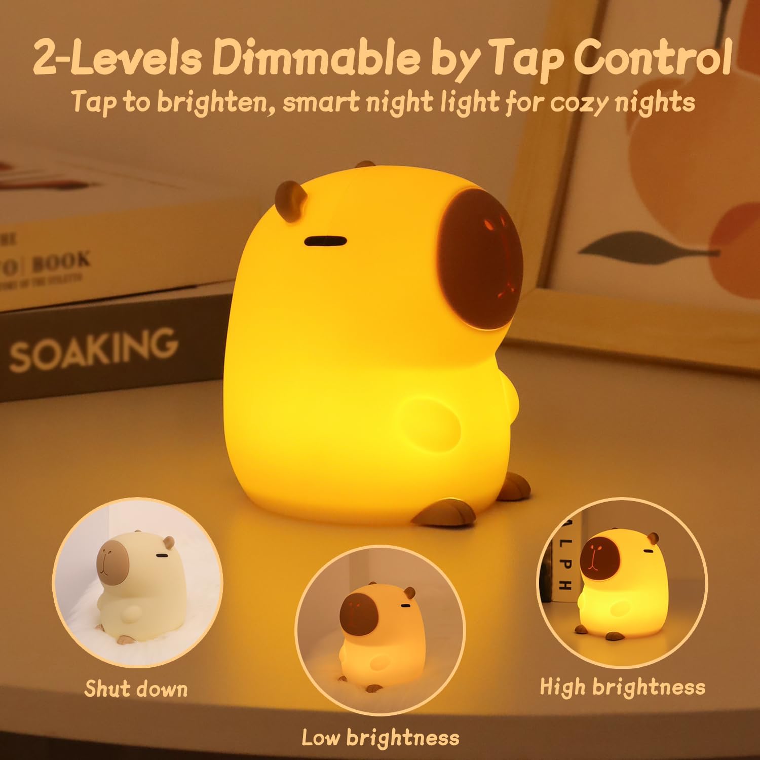 Thumbnail 1 de Rytinazzz Capybara Nachtlicht – Silikon, dimmbar, wiederaufladbar mit 30-Minuten-Timer