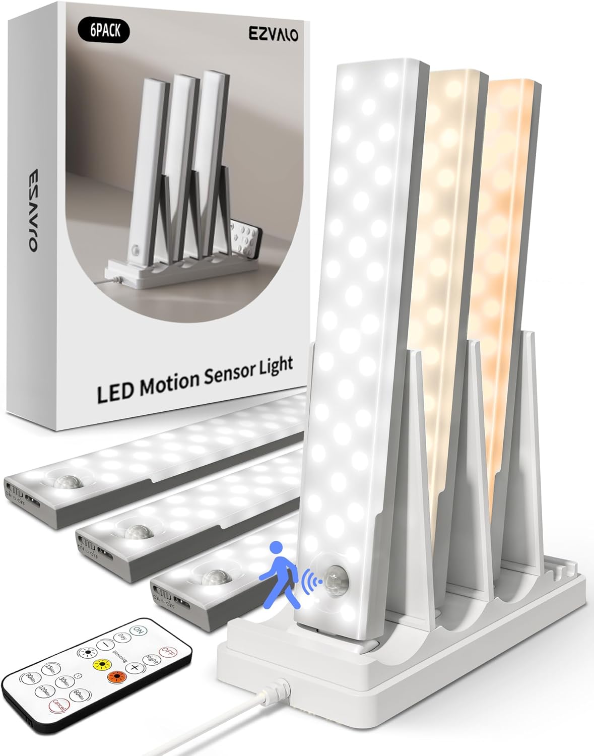 EZVALO 6-Pack Under Cabinet Light 2000mAh 🔦