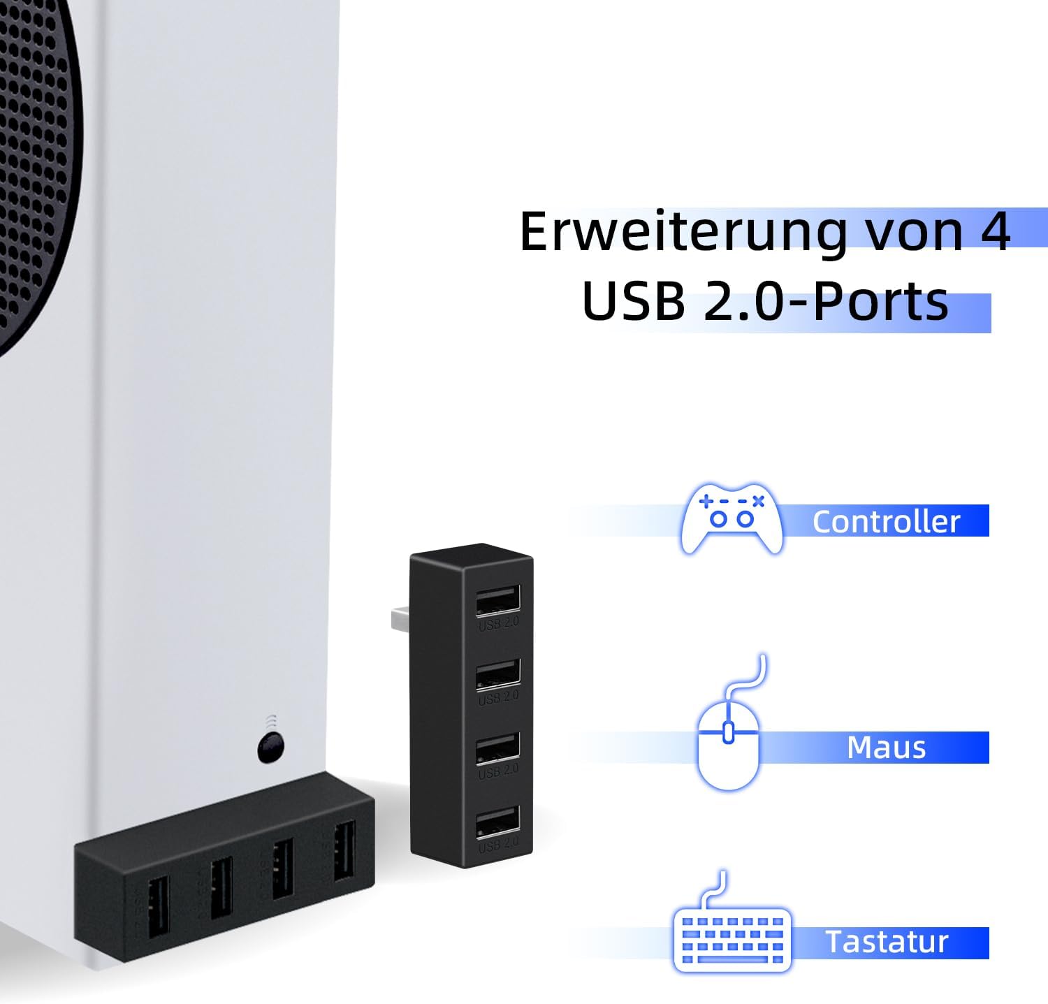 Detalle de Mcbazel 4 Ports USB Erweiterung für Xbox Series X/S – USB 2.0 Hub Hochgeschwindigkeits Adapter