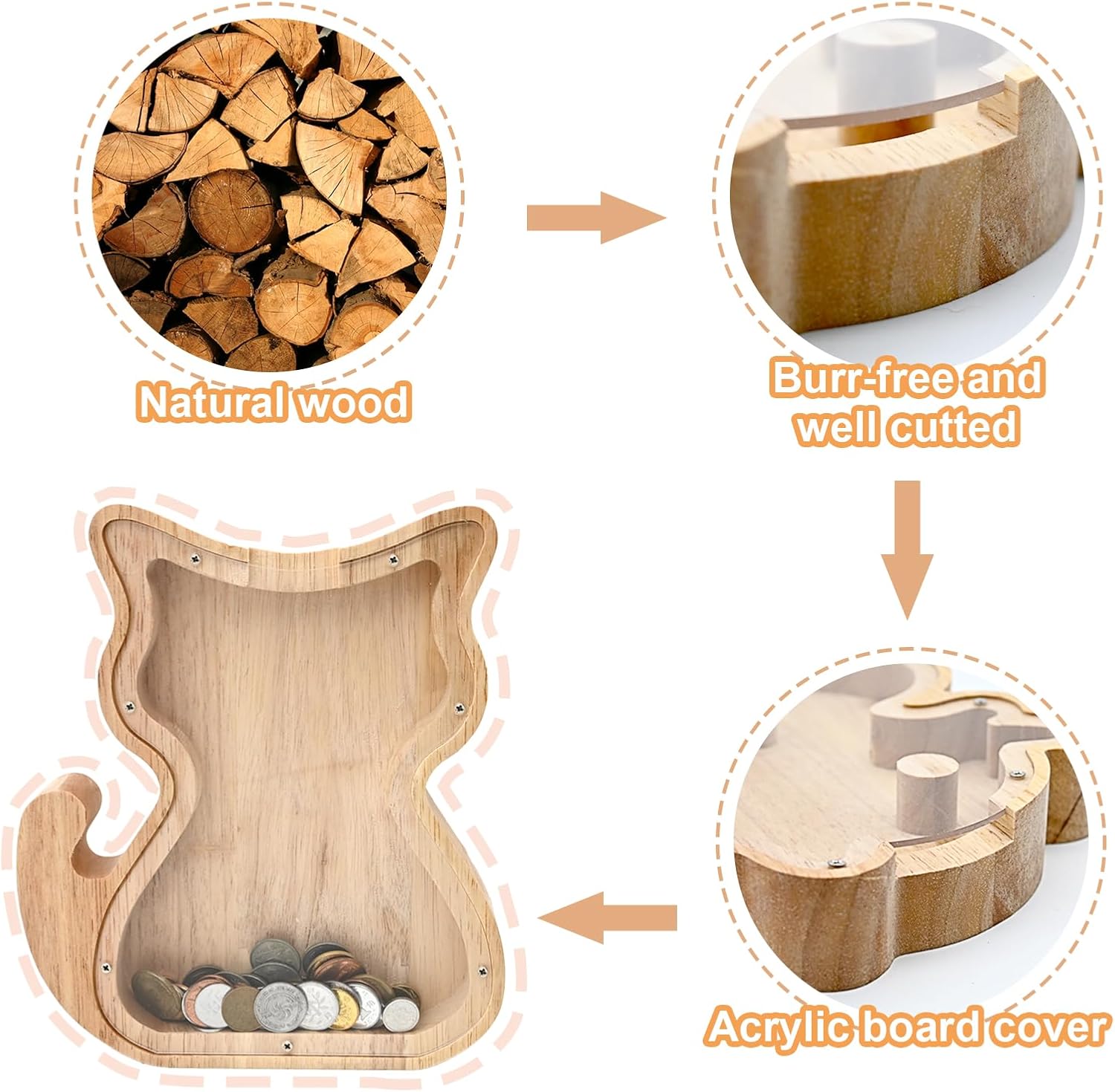 Thumbnail 4 de TOTHDATE Animals Wooden Money Box