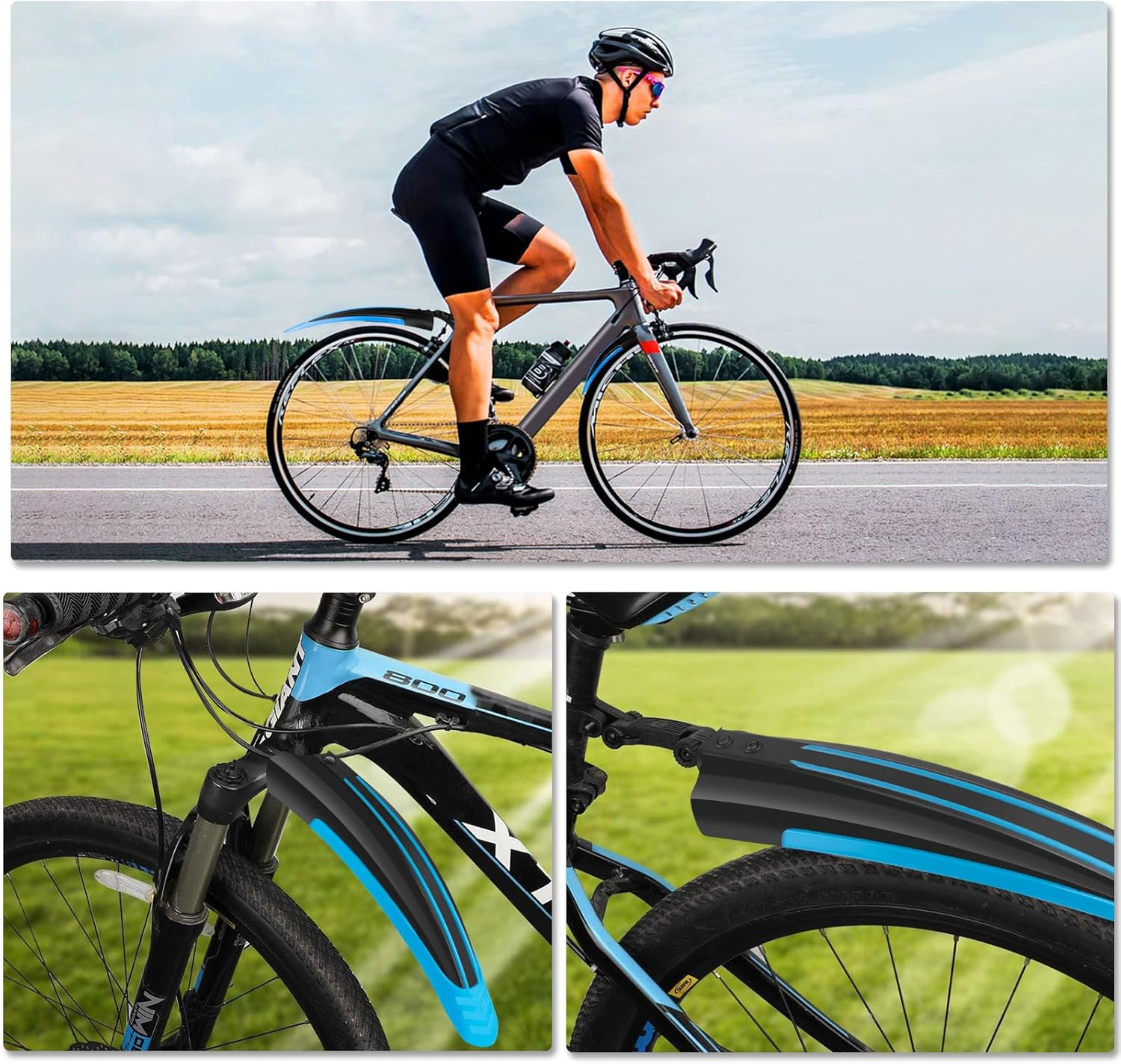 Thumbnail 5 de Ledeak Bike Mudguard Set: Portable Adjustable Front and Rear Fenders for MTB and Road Bikes