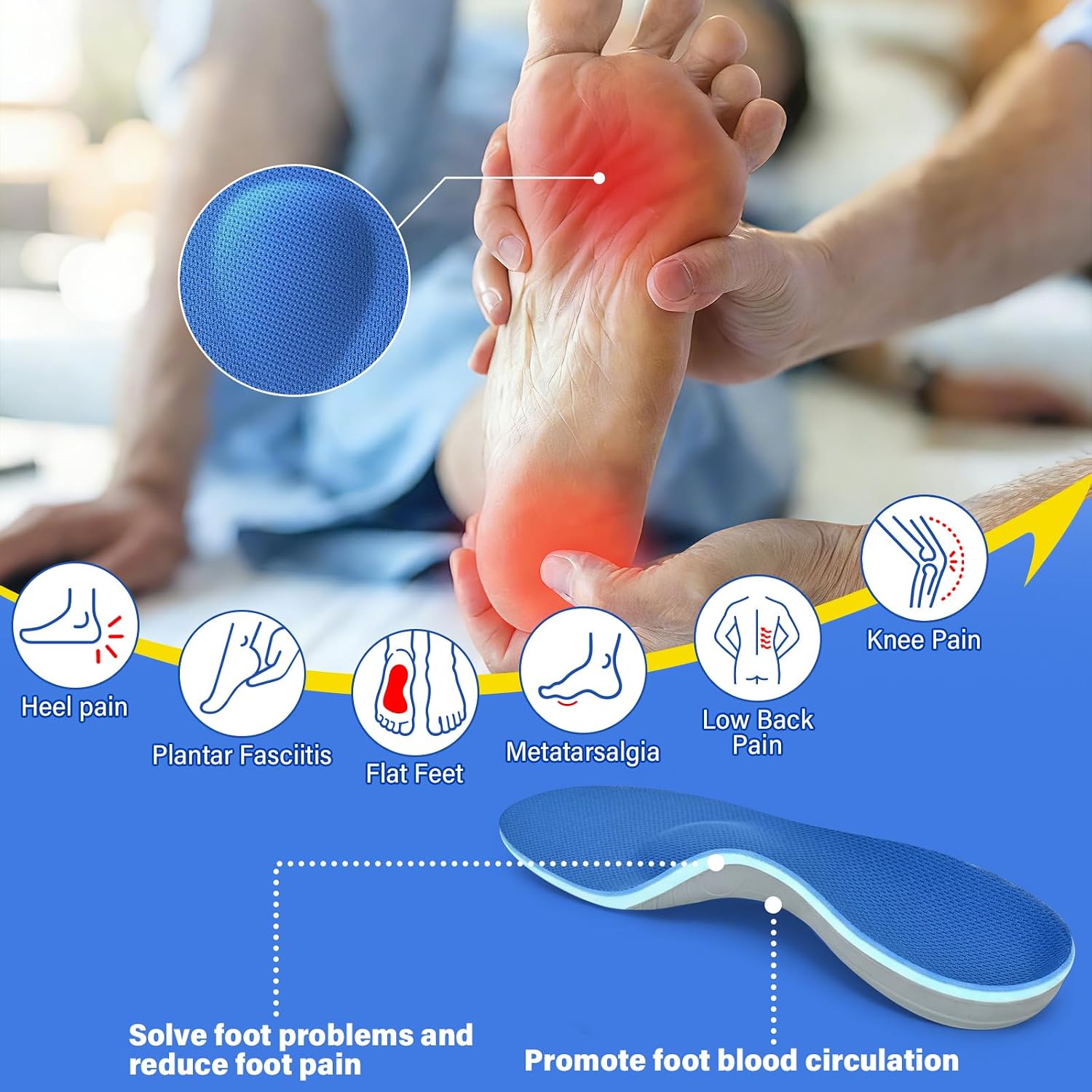 Detalle de ANNNDFOOT Plantar Fasciitis Insoles with Arch Support for Men & Women